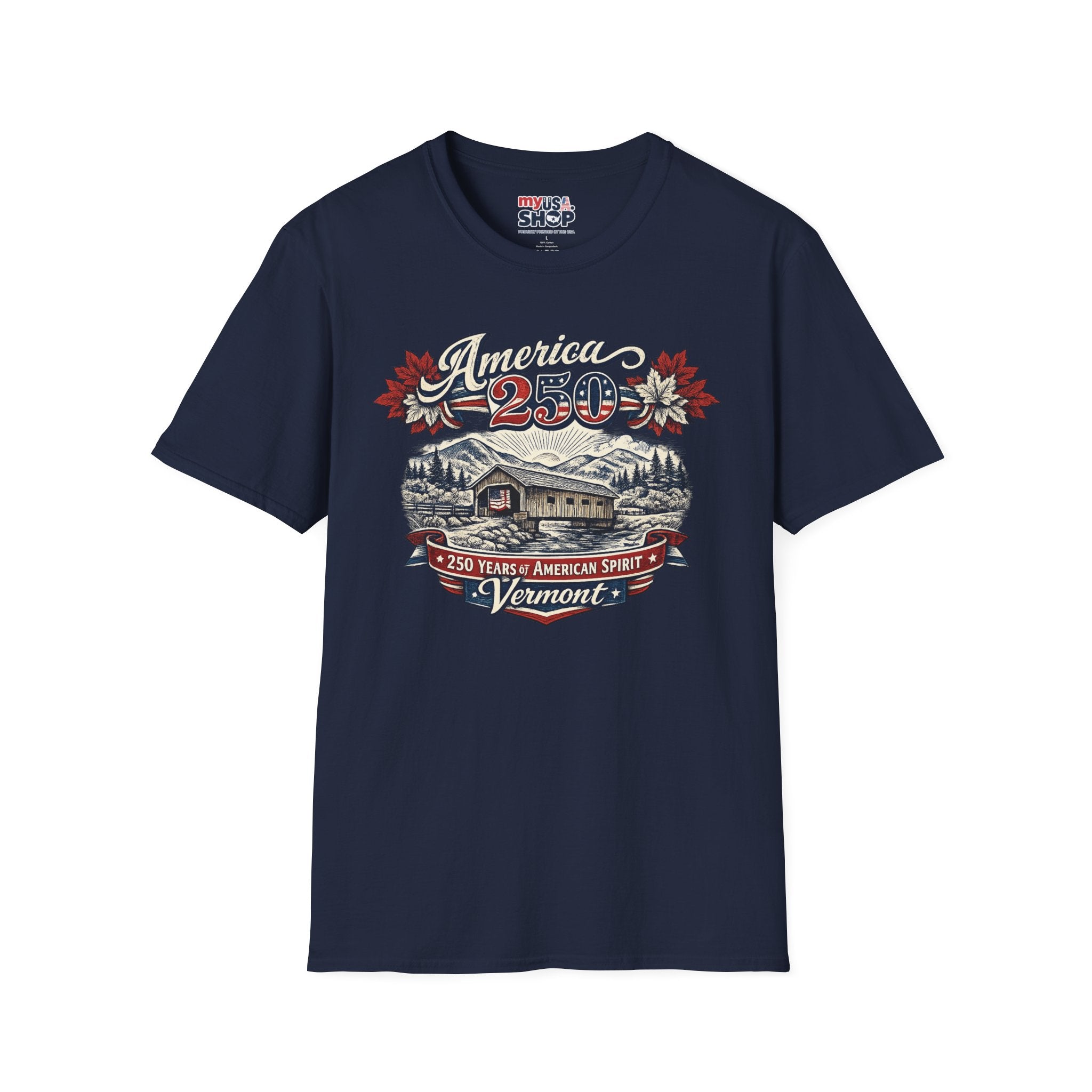 America 250 Vintage T-Shirt — Vermont Patriotic Vermont Mountains Tee
