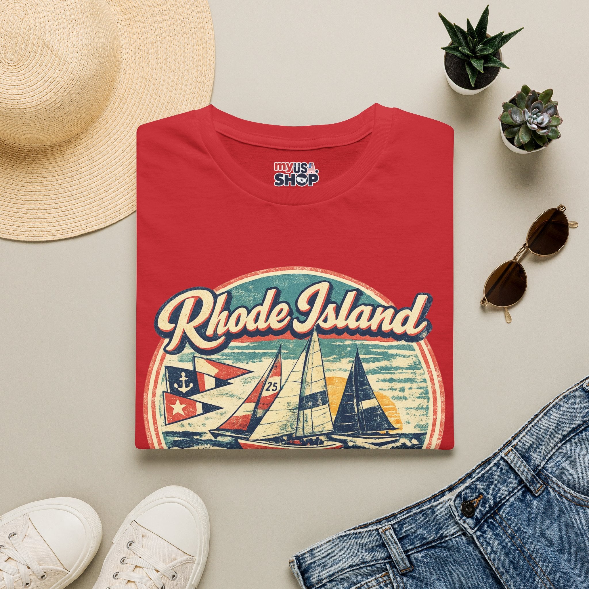 Rhode Island America 250 Shirt — Vintage Sailing Regatta Graphic Tee