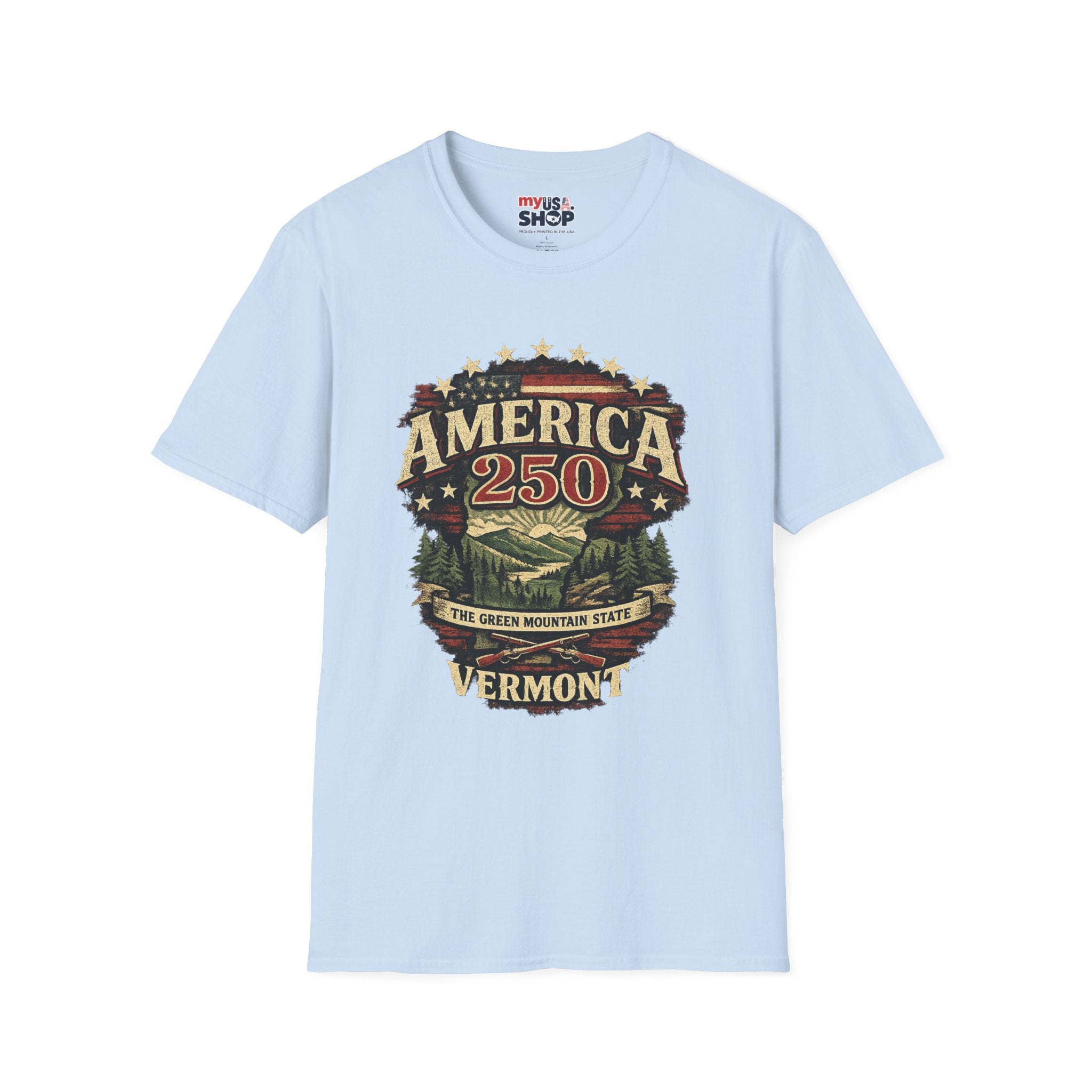 America 250 – Vermont “The Green Mountain State” Vintage Tee Design