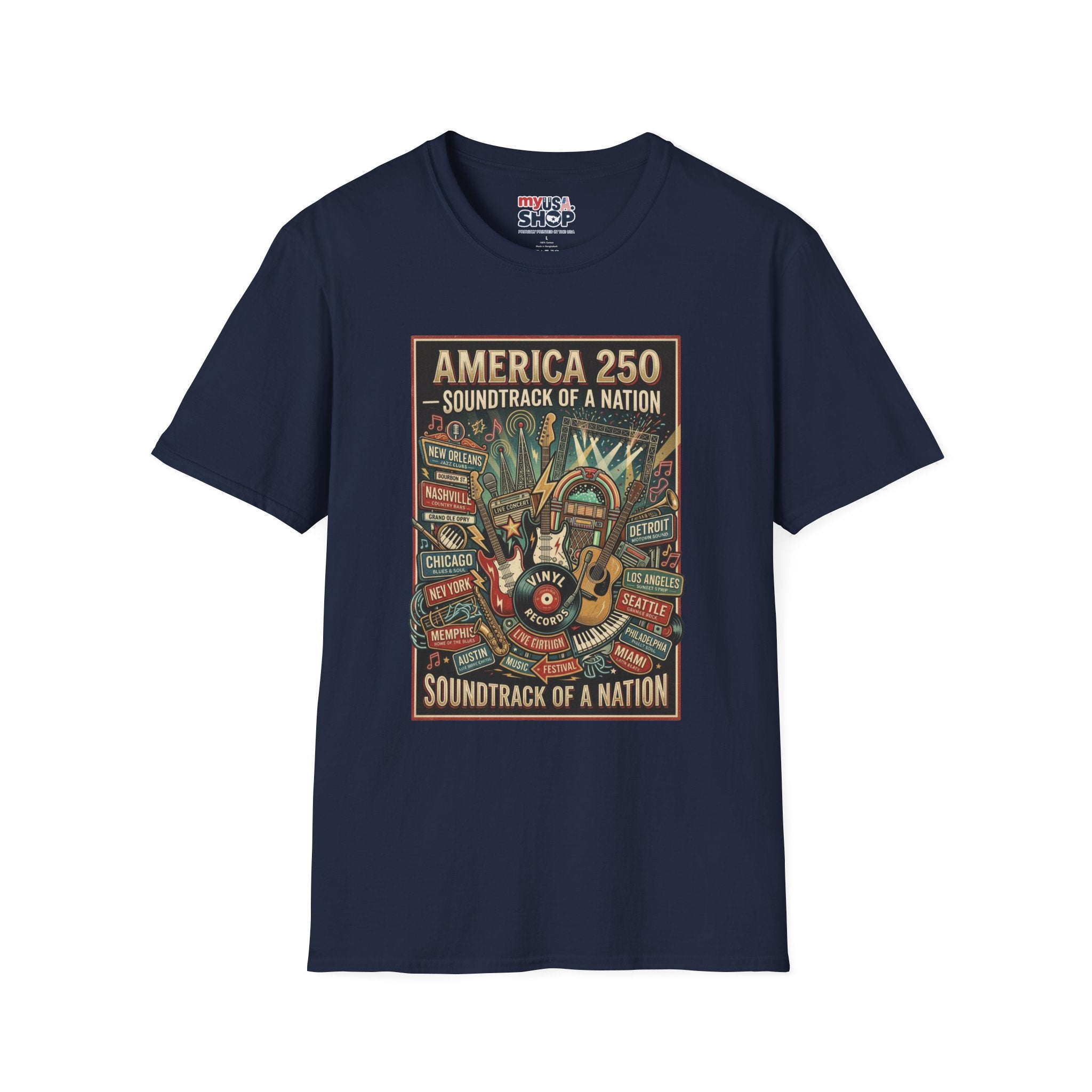 America 250 "Soundtrack of a Nation" T-Shirt — Patriotic Music Festival Tee Pop Culture