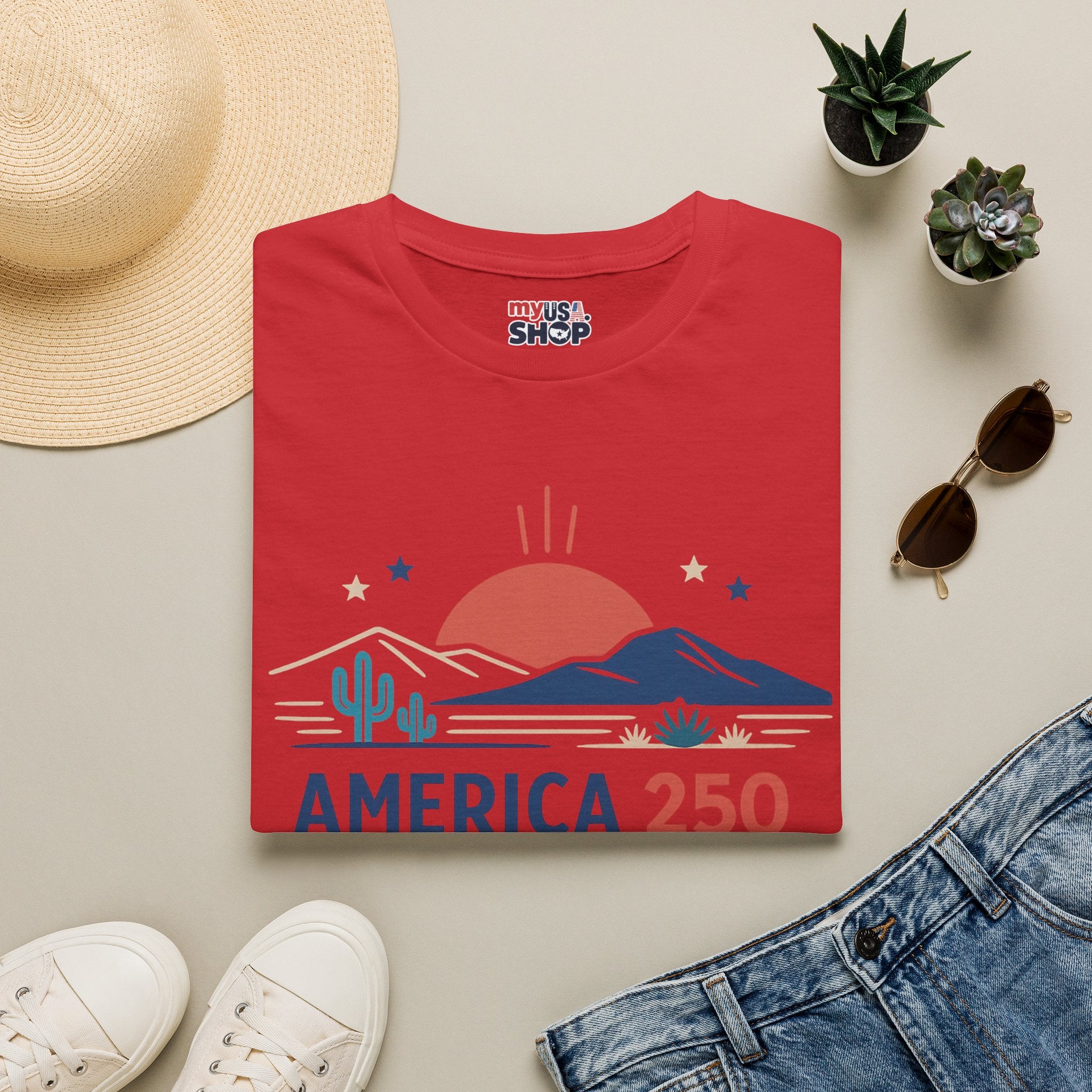 America 250 T-Shirt — New Mexico Desert Sunrise Graphic Tee