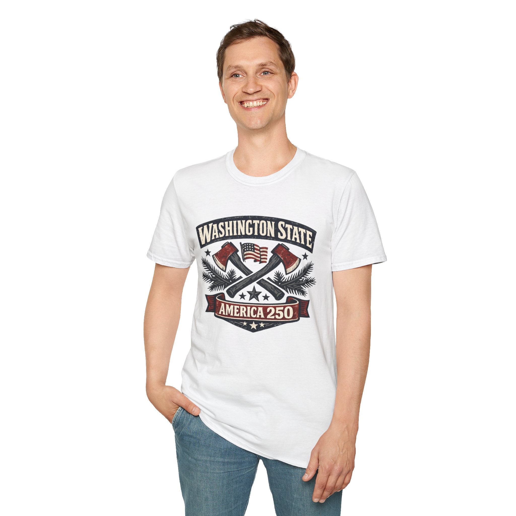 America 250 Washington State T-Shirt —  Axes Retro Graphic Tee