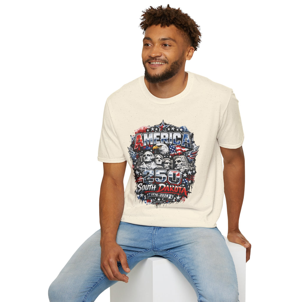 America 250 South Dakota Shirt — Patriotic Eagle & Mount Rushmore Graphic Tee