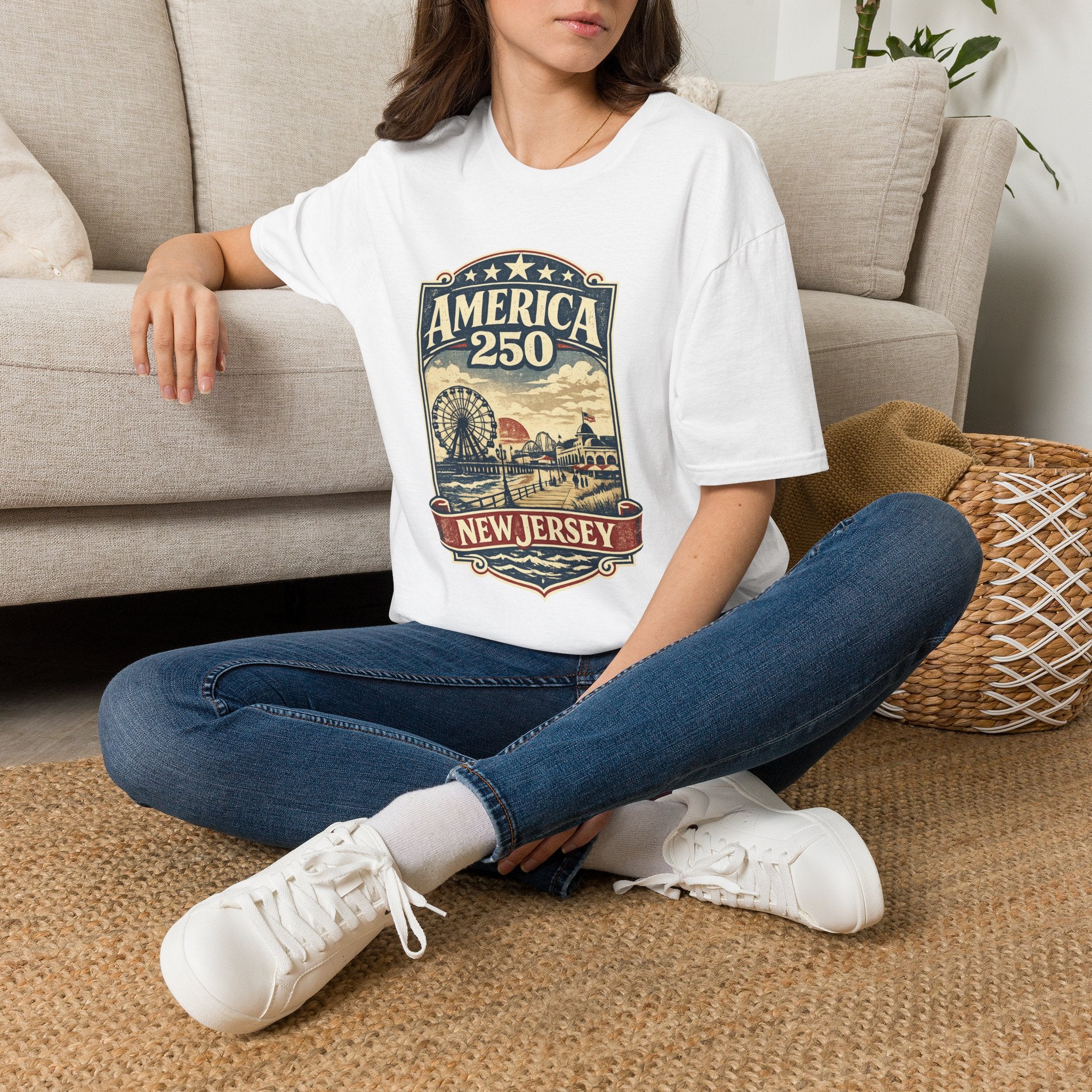 America 250 New Jersey Vintage Patriotic Graphic