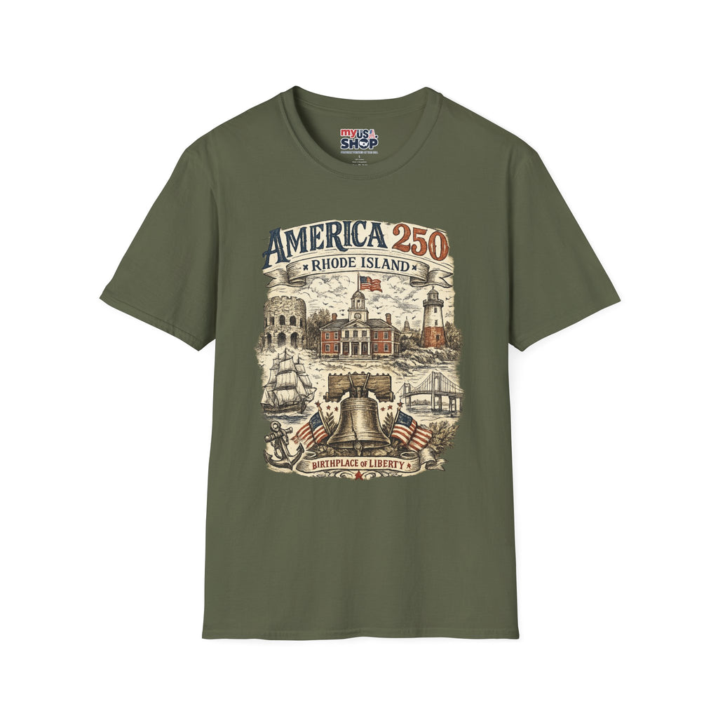 America 250 Rhode Island Shirt — Birthplace of Liberty Heritage Tee