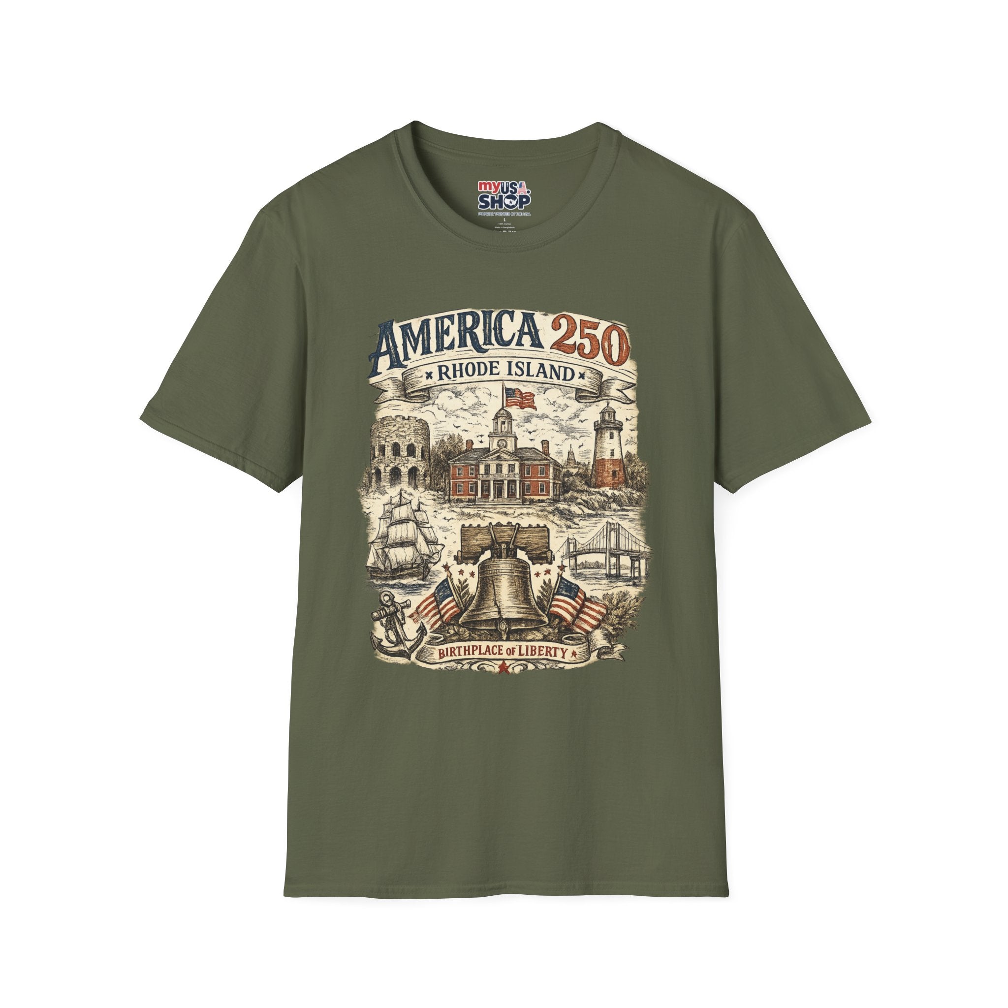 America 250 Rhode Island Shirt — Birthplace of Liberty Heritage Tee