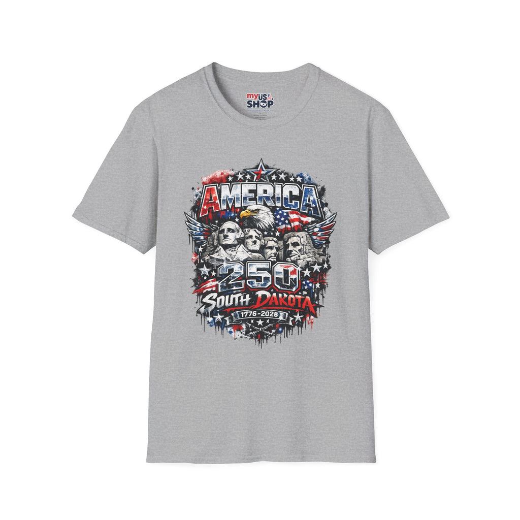 America 250 South Dakota Shirt — Patriotic Eagle & Mount Rushmore Graphic Tee
