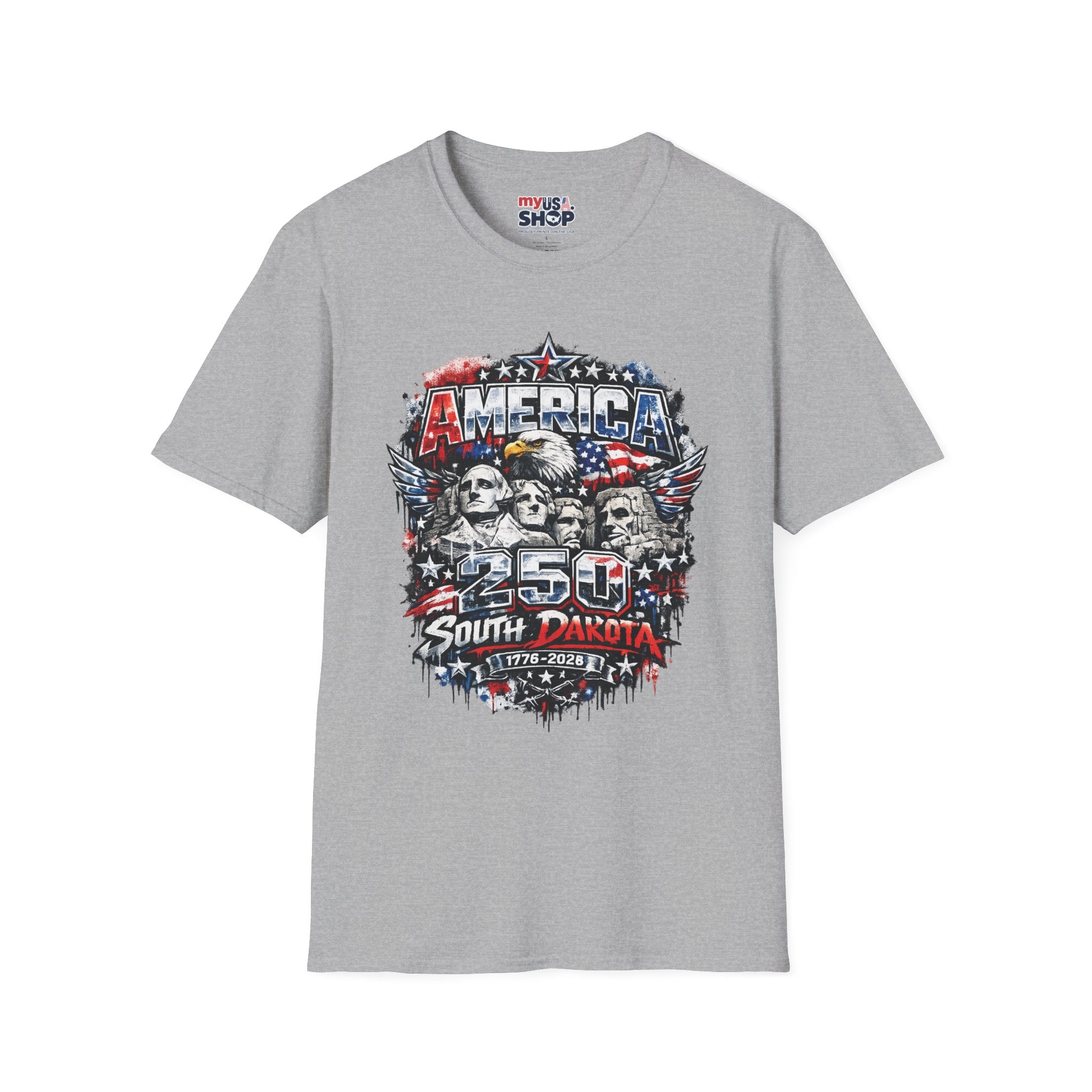 America 250 South Dakota Shirt — Patriotic Eagle & Mount Rushmore Graphic Tee