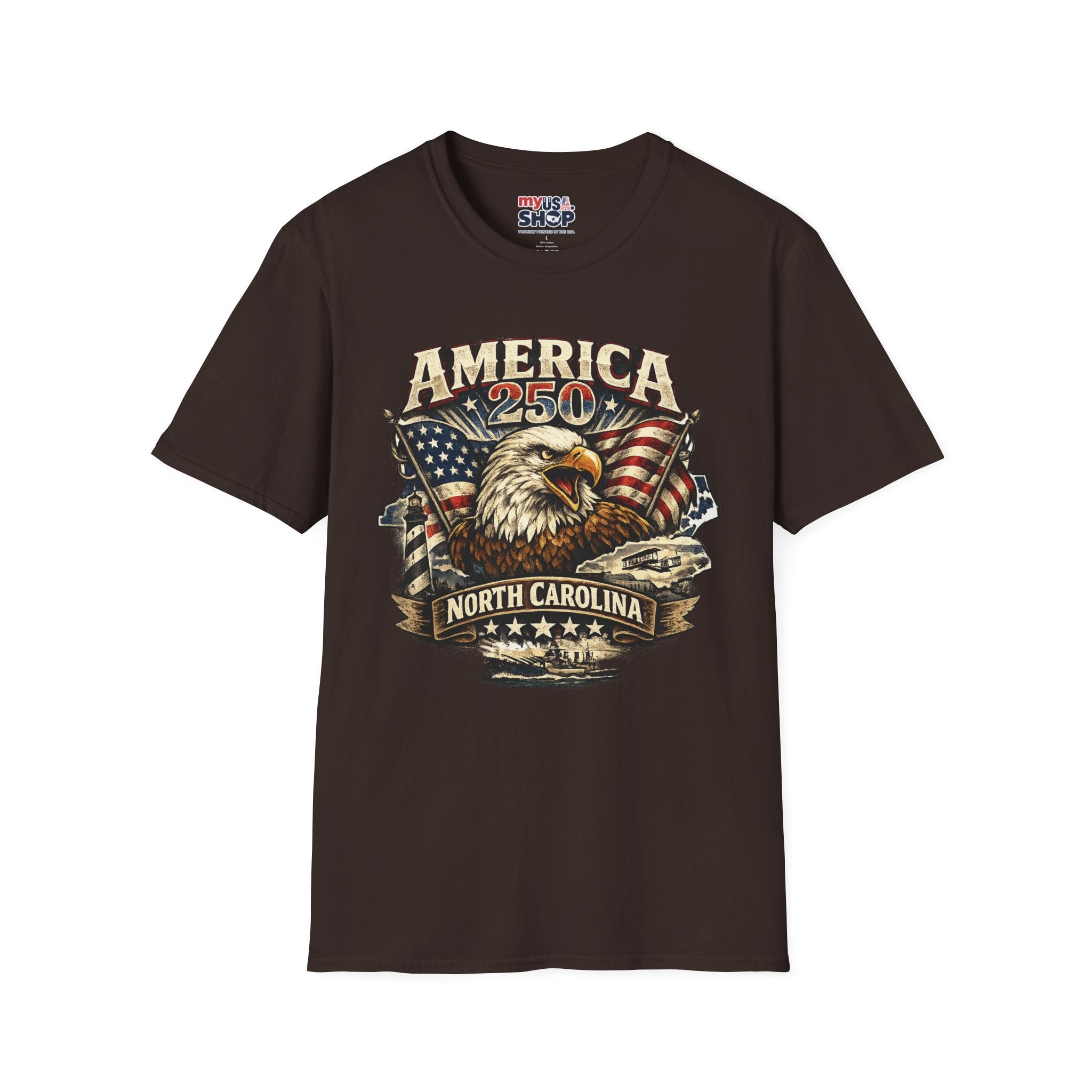 America 250 Eagle T-Shirt — Patriotic USA Flag Graphic (North Carolina)
