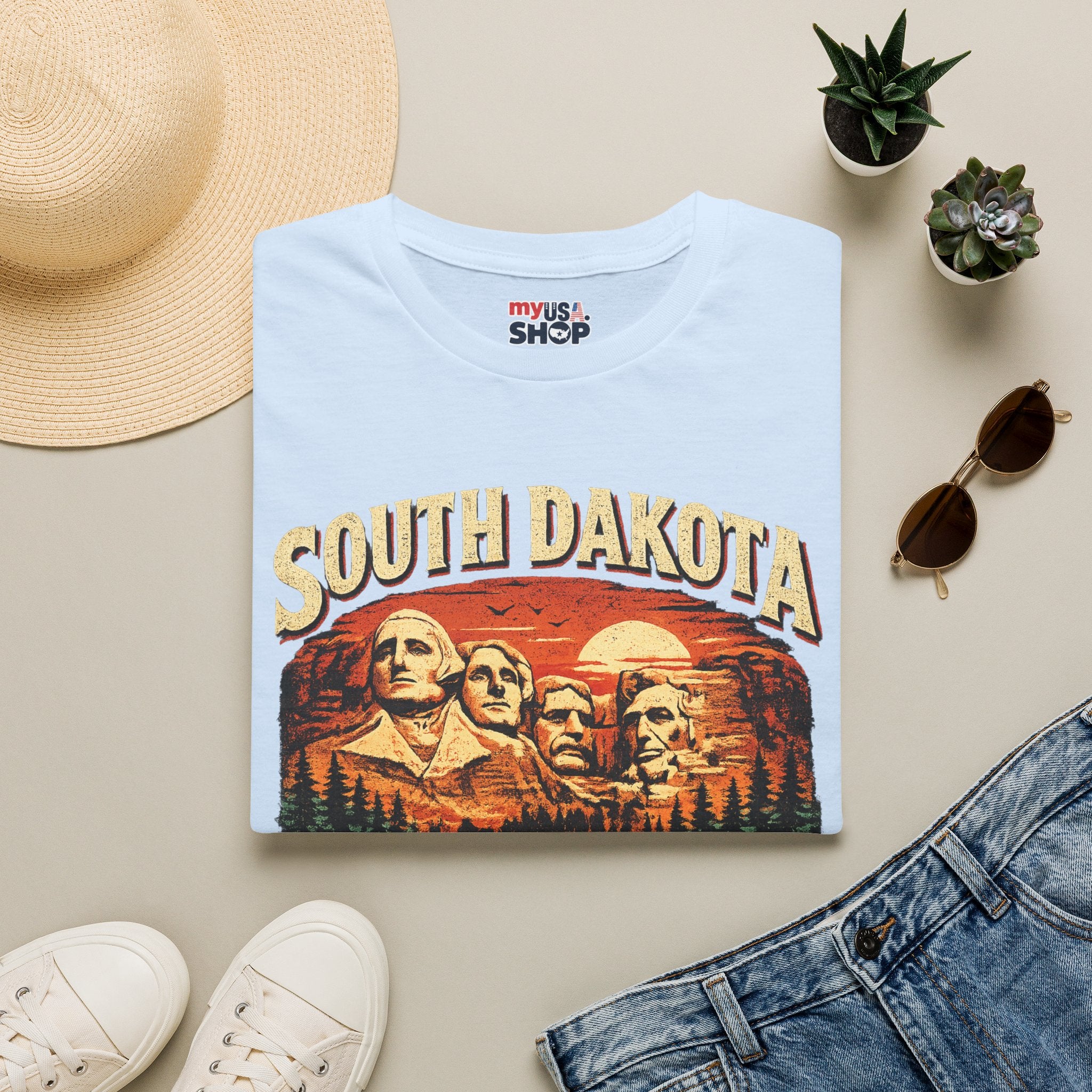 America 250 South Dakota Shirt — Sunset Mount Rushmore Celebration Tee