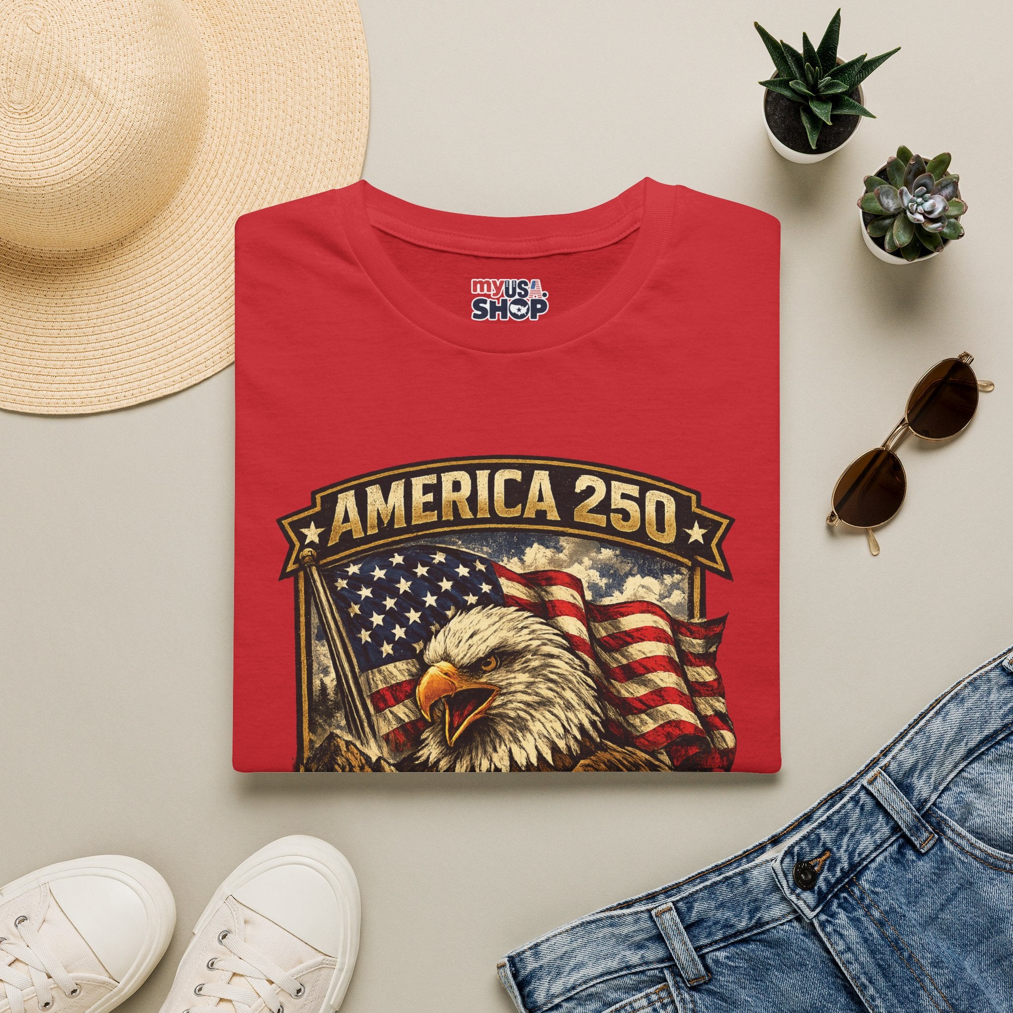 America 250 Eagle Flag T-Shirt — West Virginia Patriotic Anniversary Shirt