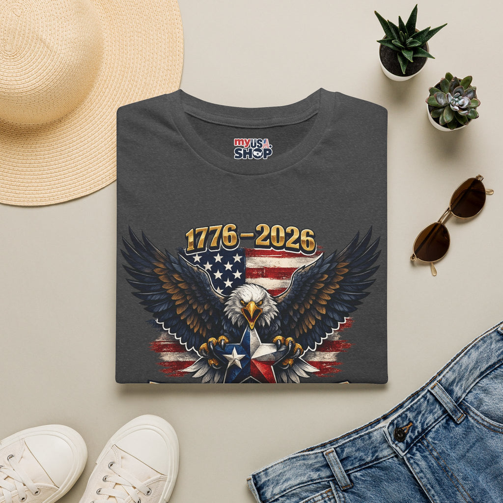 America 250 Texas Shirt — Texas Strong Patriotic Eagle Graphic Tee
