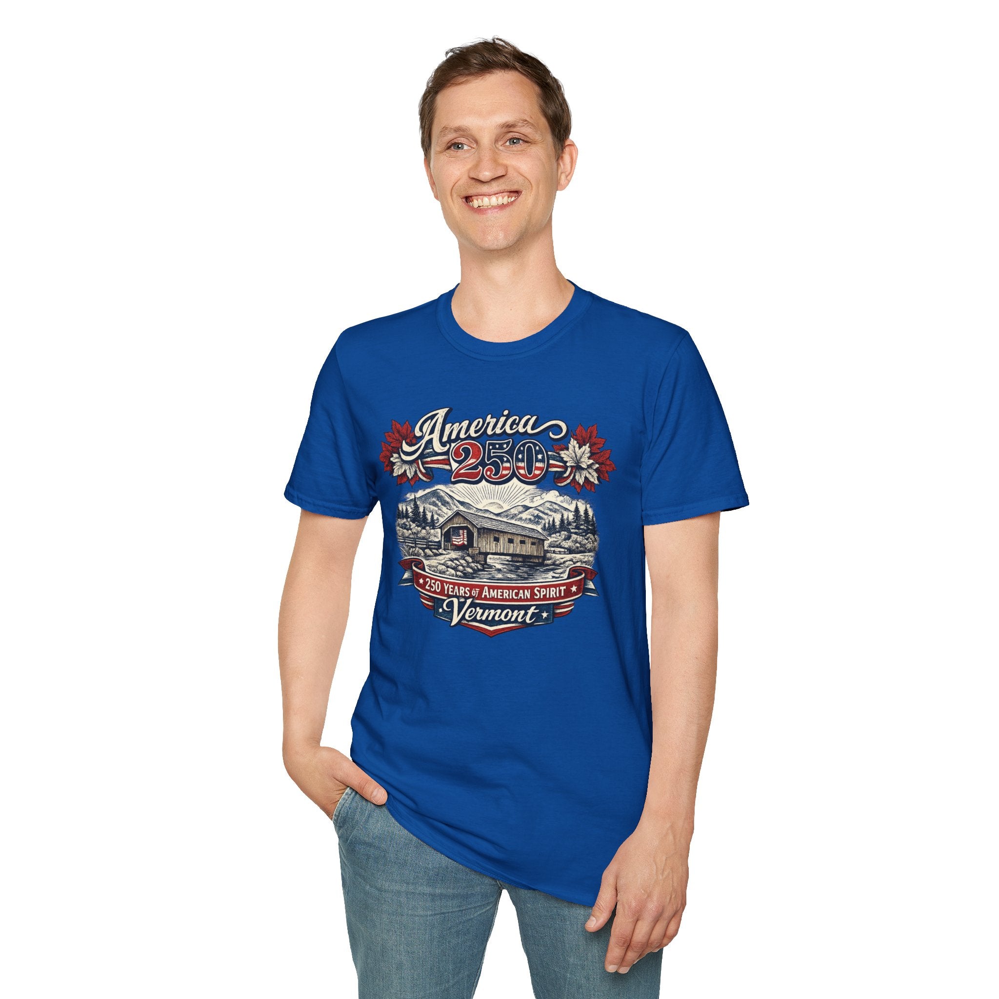 America 250 Vintage T-Shirt — Vermont Patriotic Vermont Mountains Tee