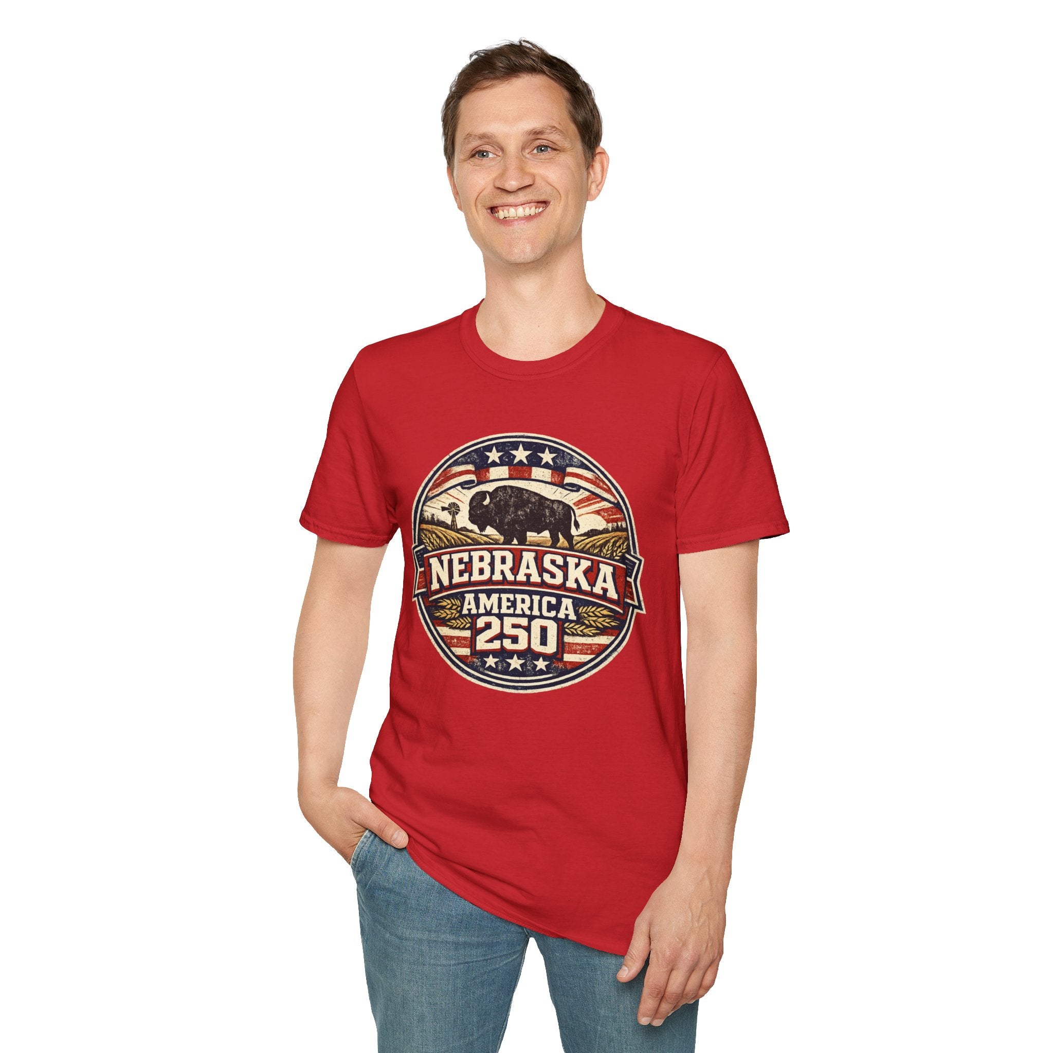 Nebraska Buffalo Retro T-Shirt — America 250 Vintage State Pride Tee