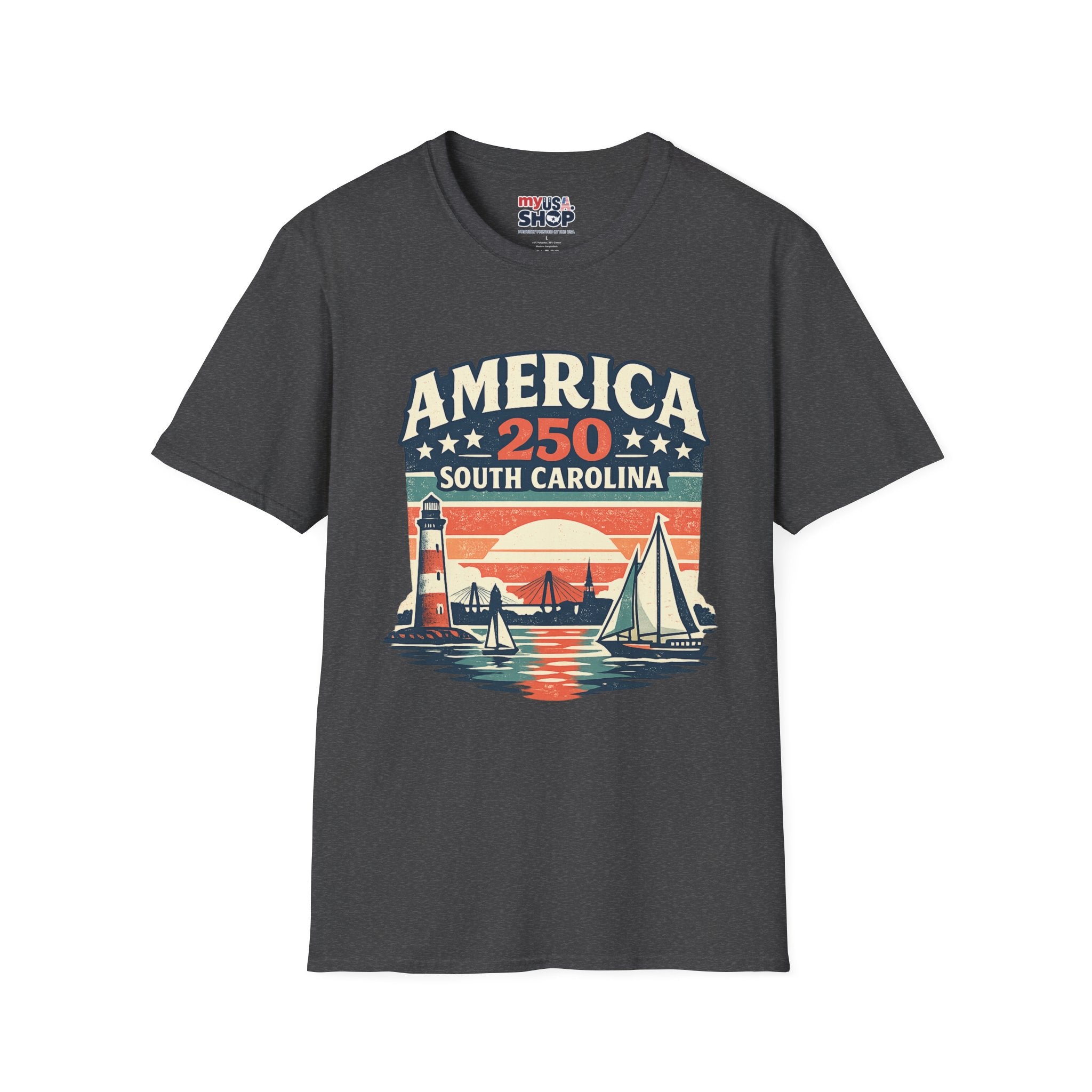 America 250 South Carolina T-Shirt – Retro Sunset Sailing Patriotic Tee