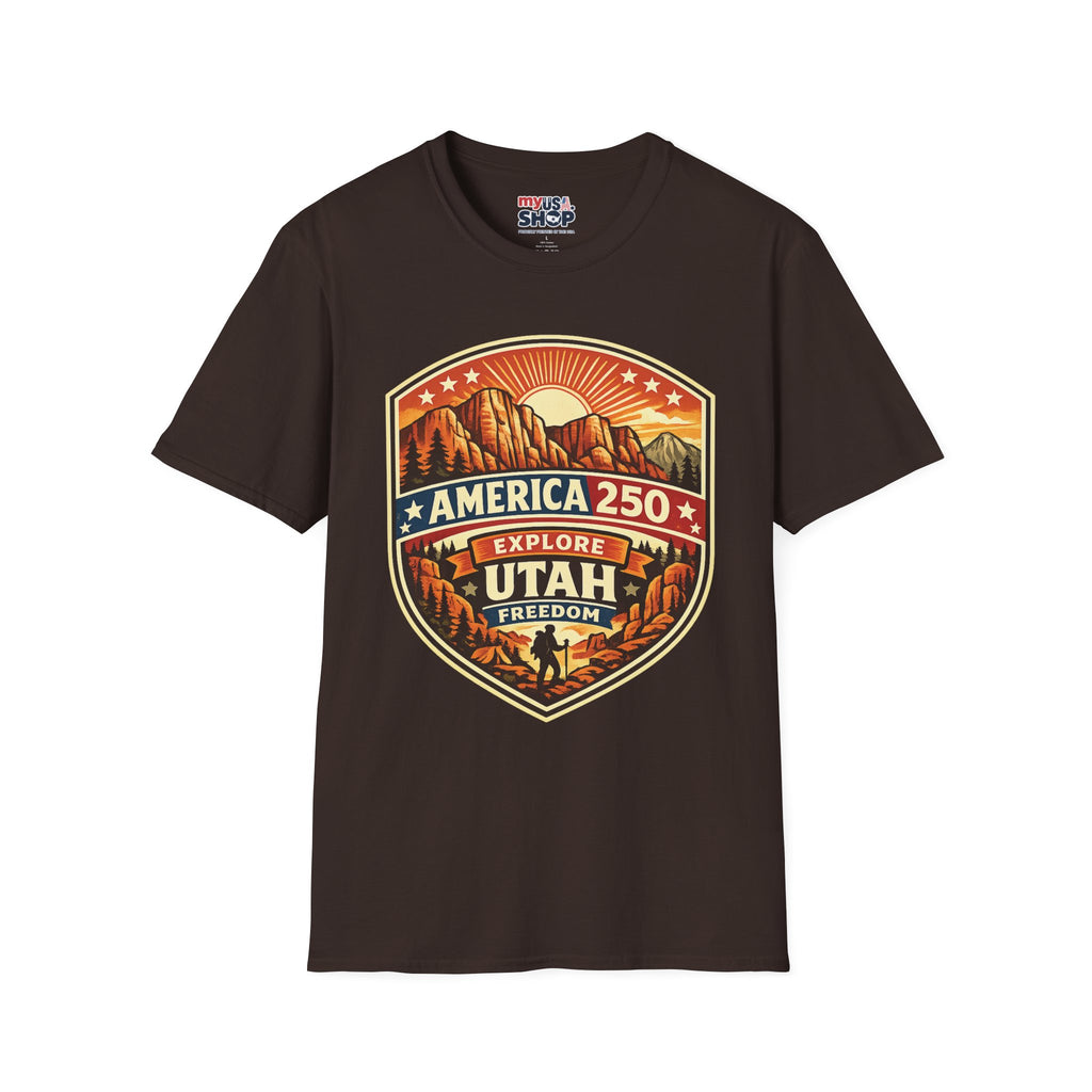 America 250 T-Shirt Utah Explore Freedom Vintage National Park Badge