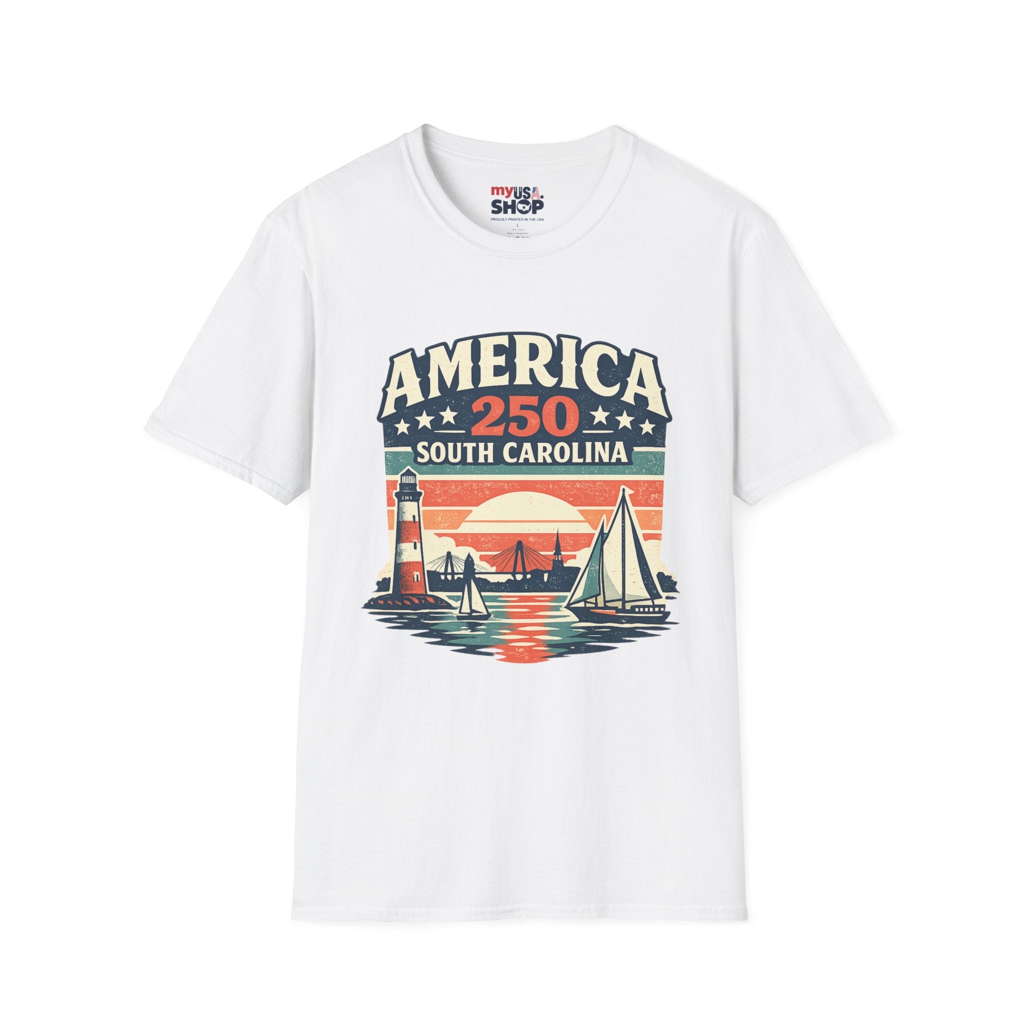 America 250 South Carolina T-Shirt – Retro Sunset Sailing Patriotic Tee