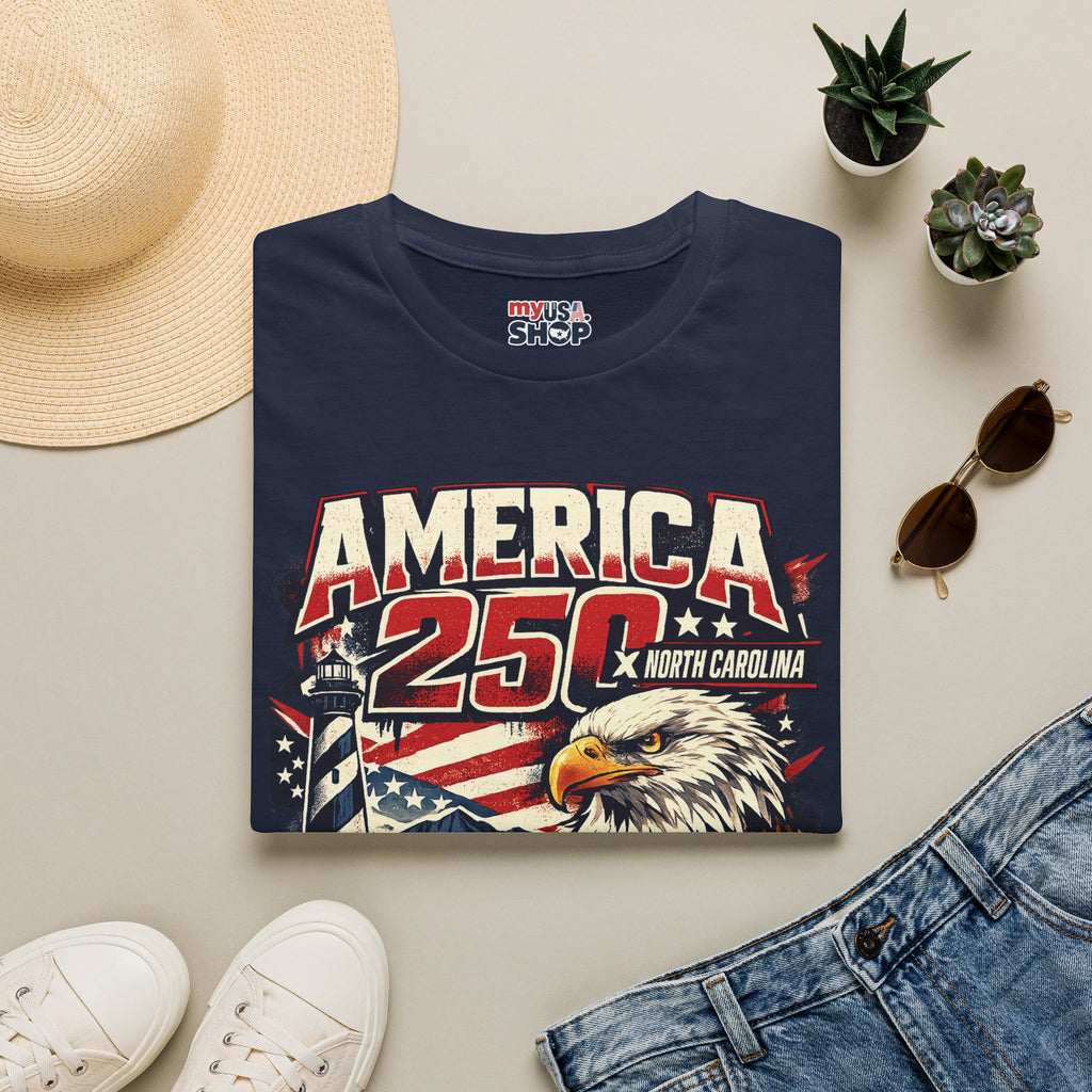 America 250 North Carolina Eagle T-Shirt – Patriotic July 4th Graphic Tee