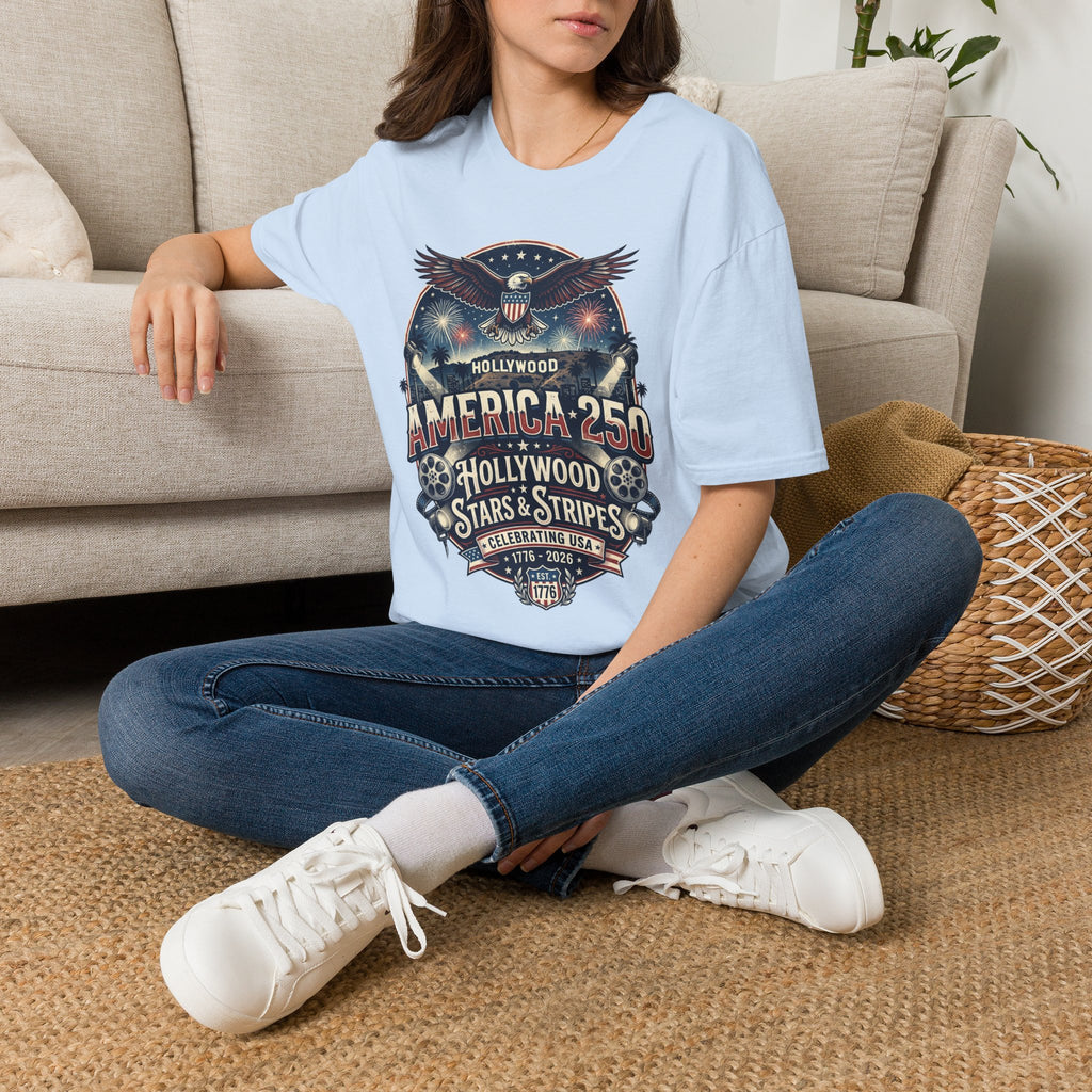 America 250 Graphic T-Shirt — Hollywood Stars & Stripes Eagle Design