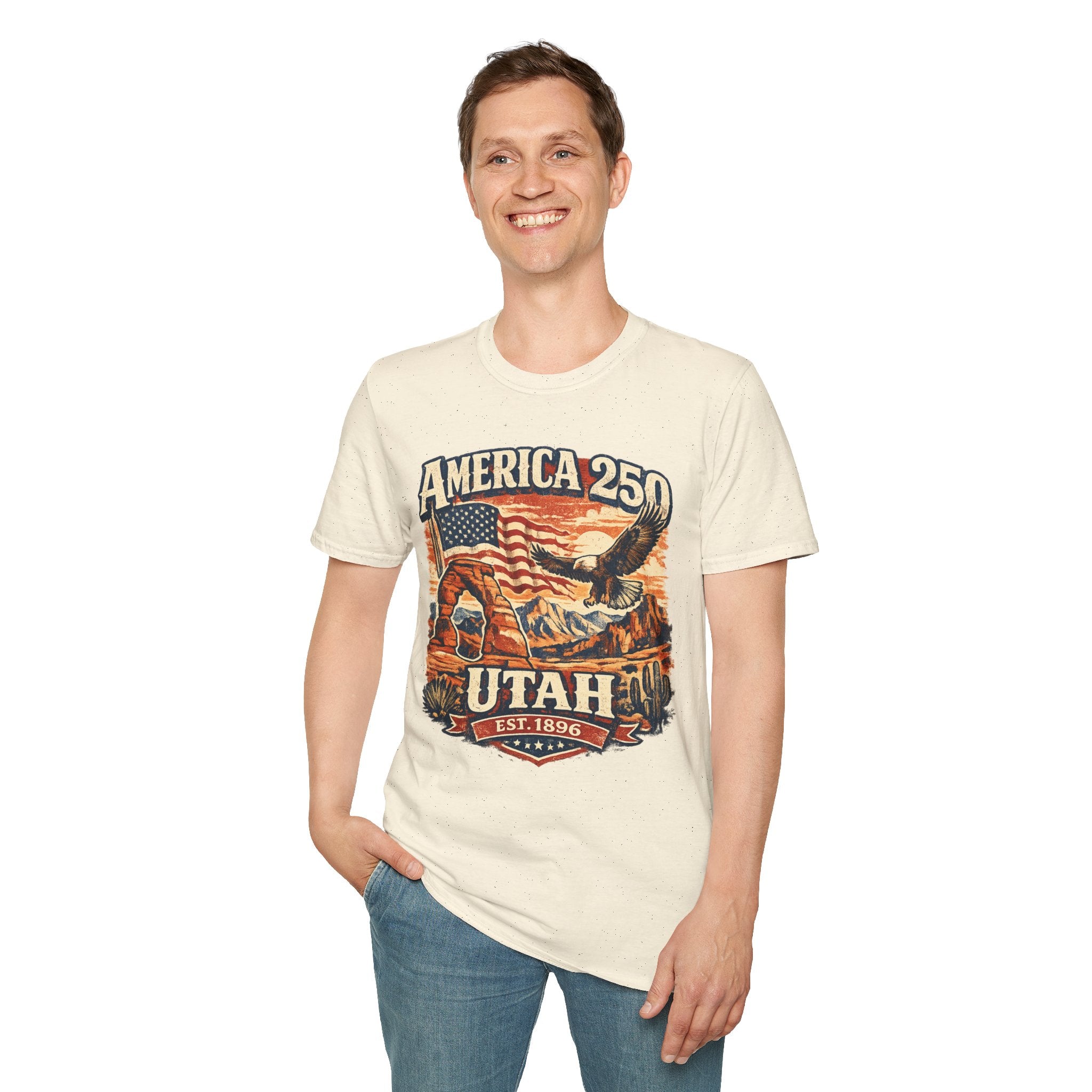 America 250 Utah Shirt — Patriotic Desert Eagle Graphic Tee