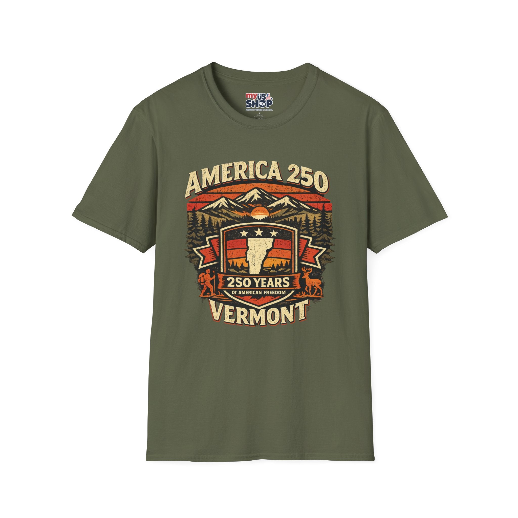 America 250 – 250 Years of American Freedom Vermont Vintage Tee Design
