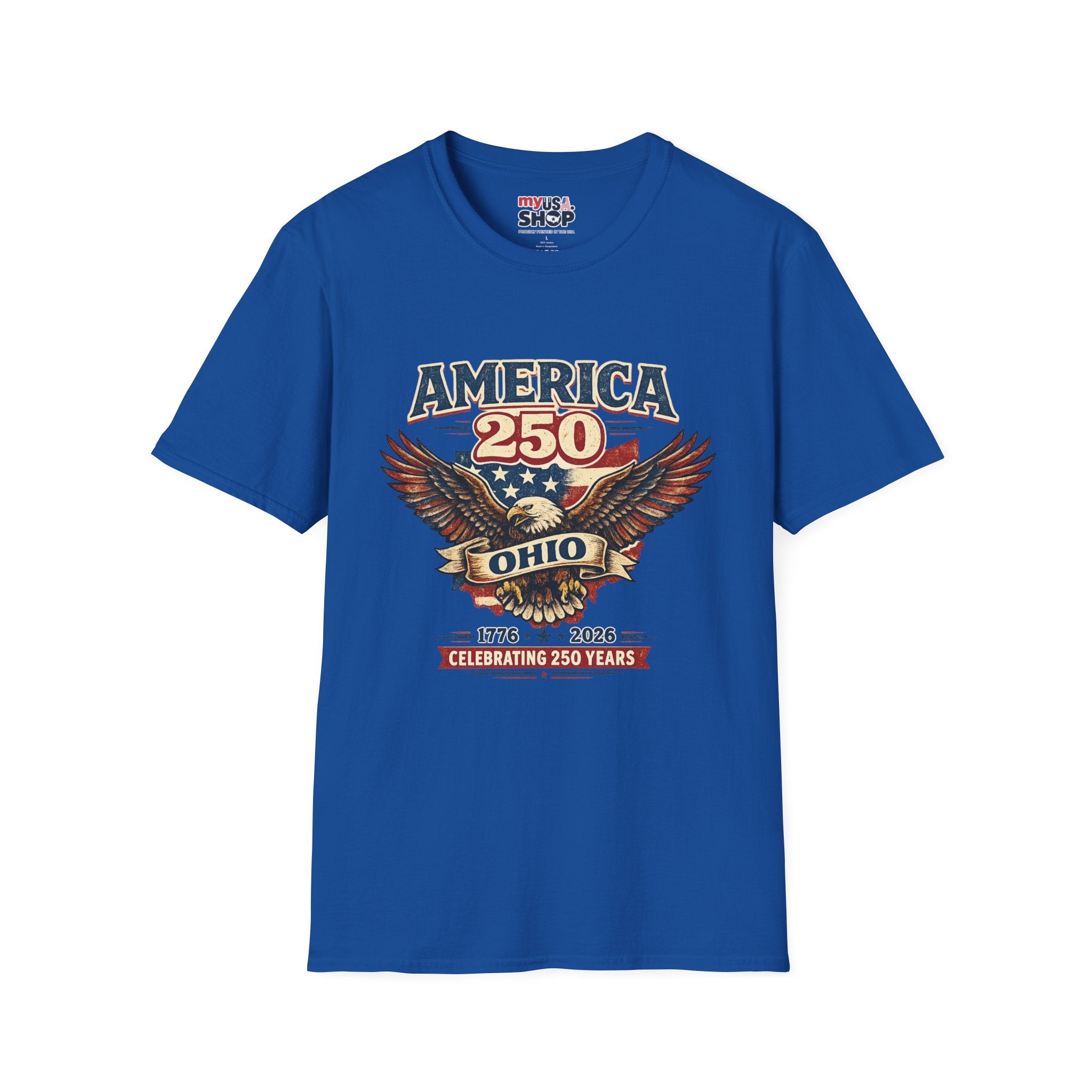 America 250 – Ohio Eagle Ribbon 1776–2026 Vintage Tee Desig