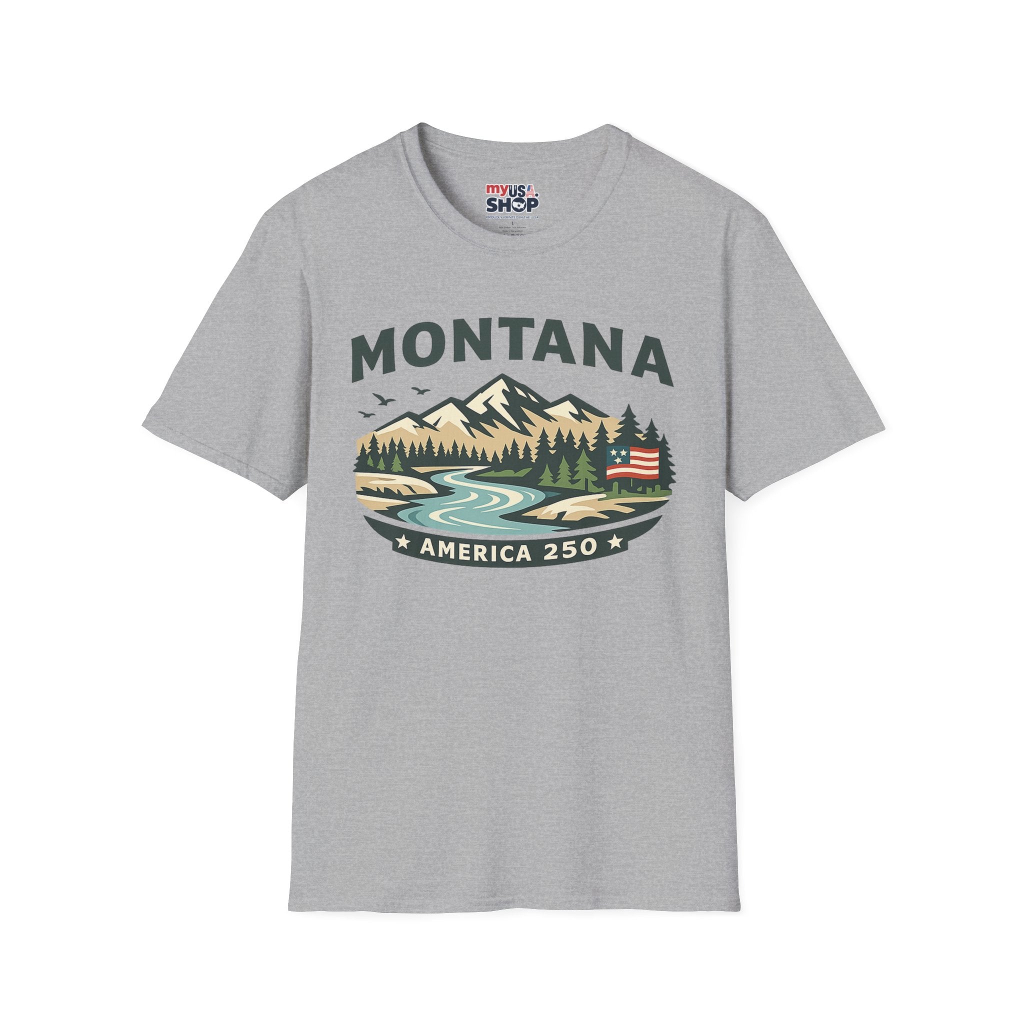 America 250 x Montana Mountain Scenic T-Shirt — Retro Nature Design