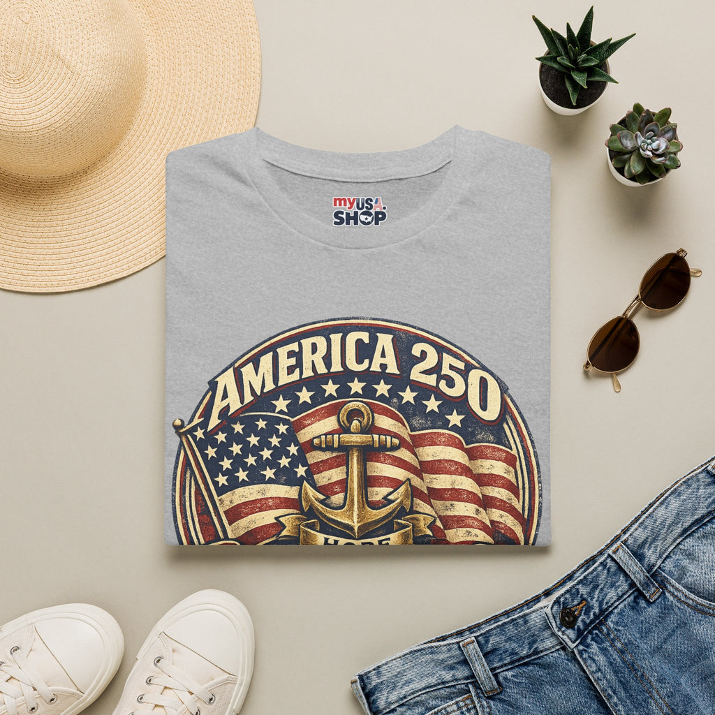 America 250 Rhode Island Shirt — Hope Anchor Patriotic Graphic Tee