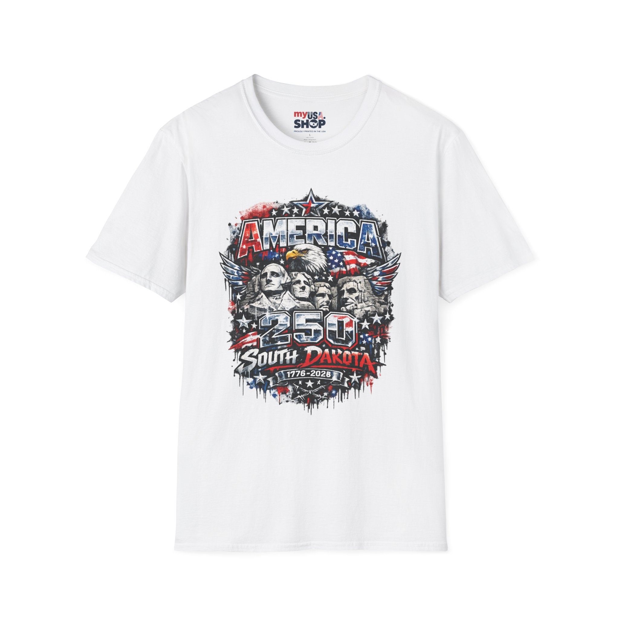America 250 South Dakota Shirt — Patriotic Eagle & Mount Rushmore Graphic Tee