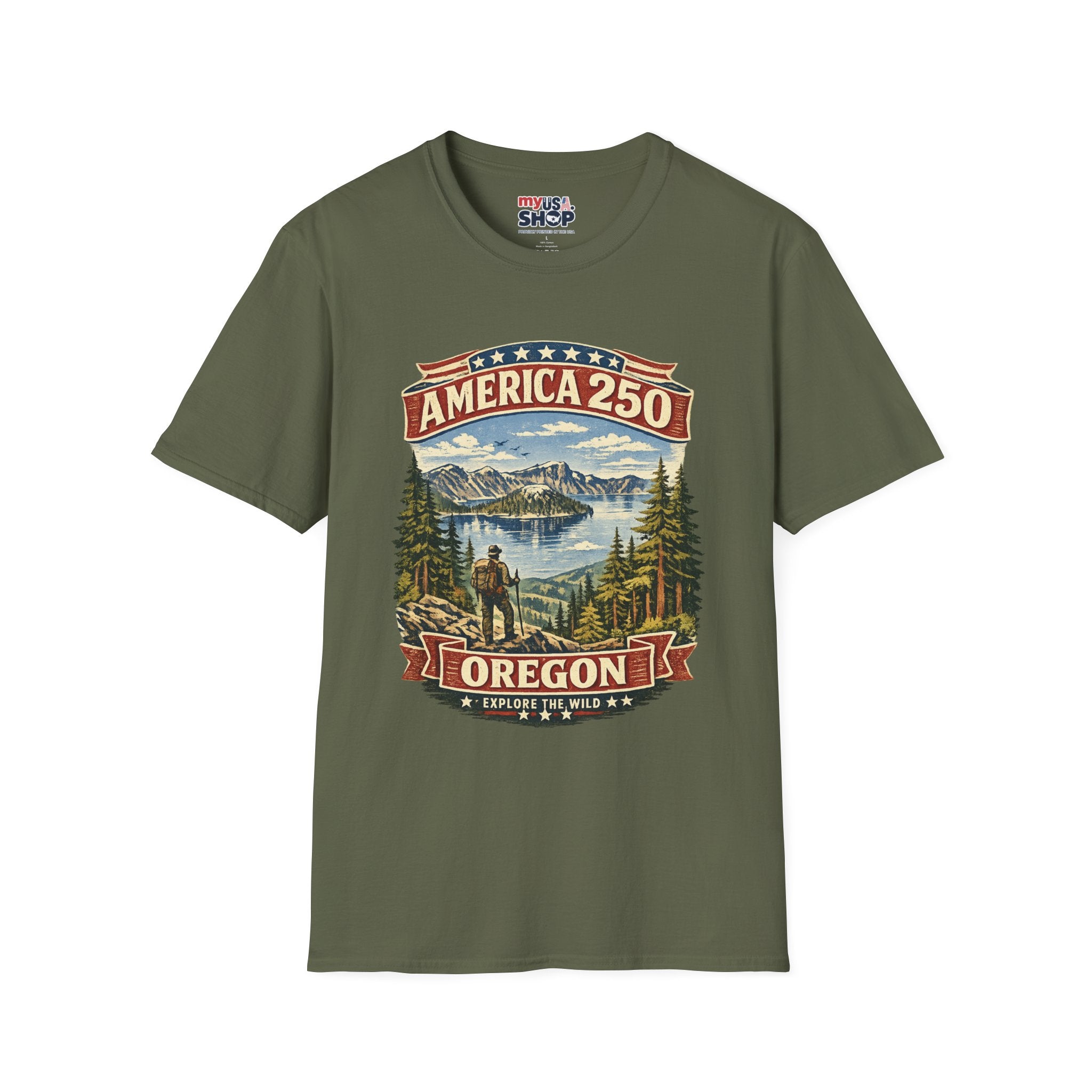 America 250 X Oregon Shirt — Explore The Wild Adventure Graphic Tee