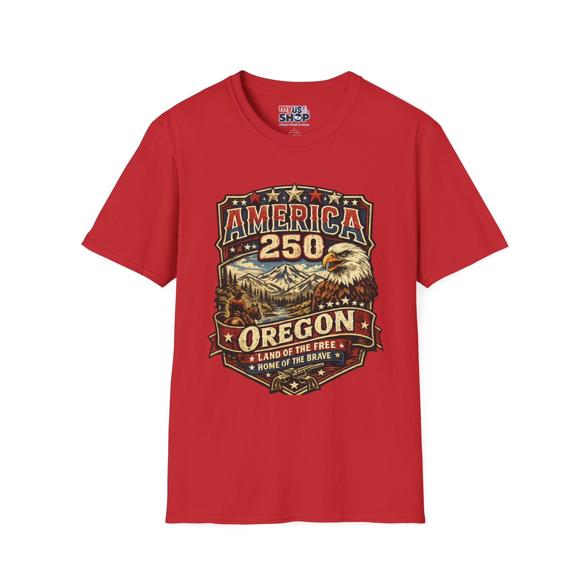 America 250 Oregon  Shirt — Heritage Eagle Americana Crest Tee