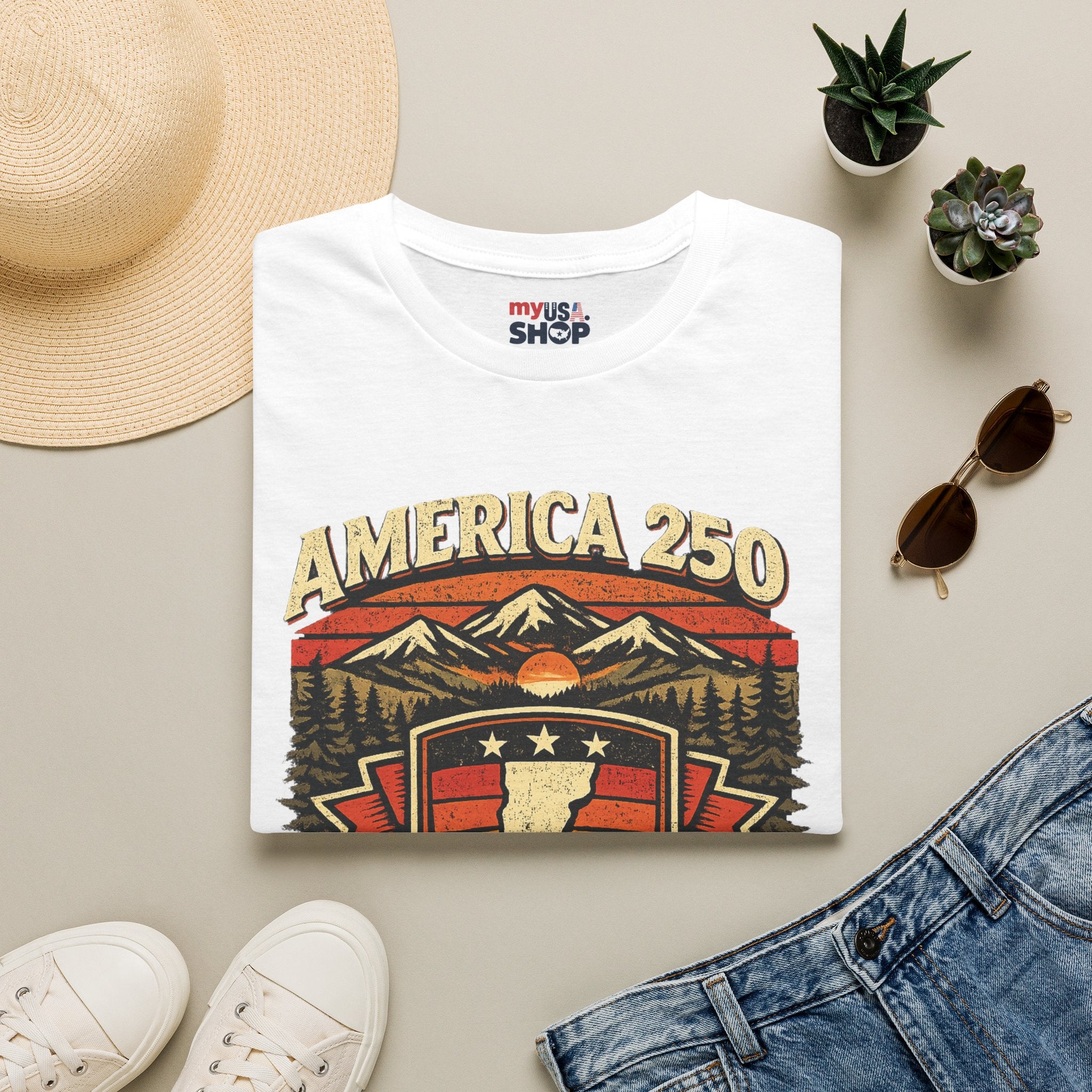 America 250 – 250 Years of American Freedom Vermont Vintage Tee Design