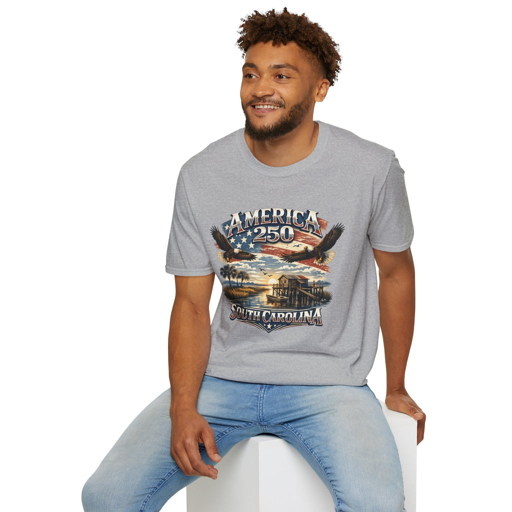 America 250 T-Shirt — South Carolina Patriotic Bald Eagles & Flag Graphic