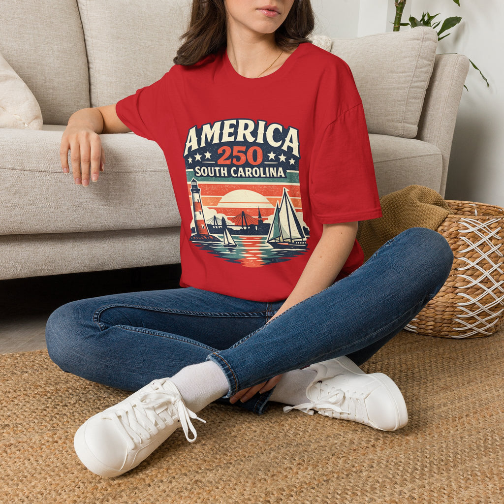 America 250 South Carolina T-Shirt – Retro Sunset Sailing Patriotic Tee
