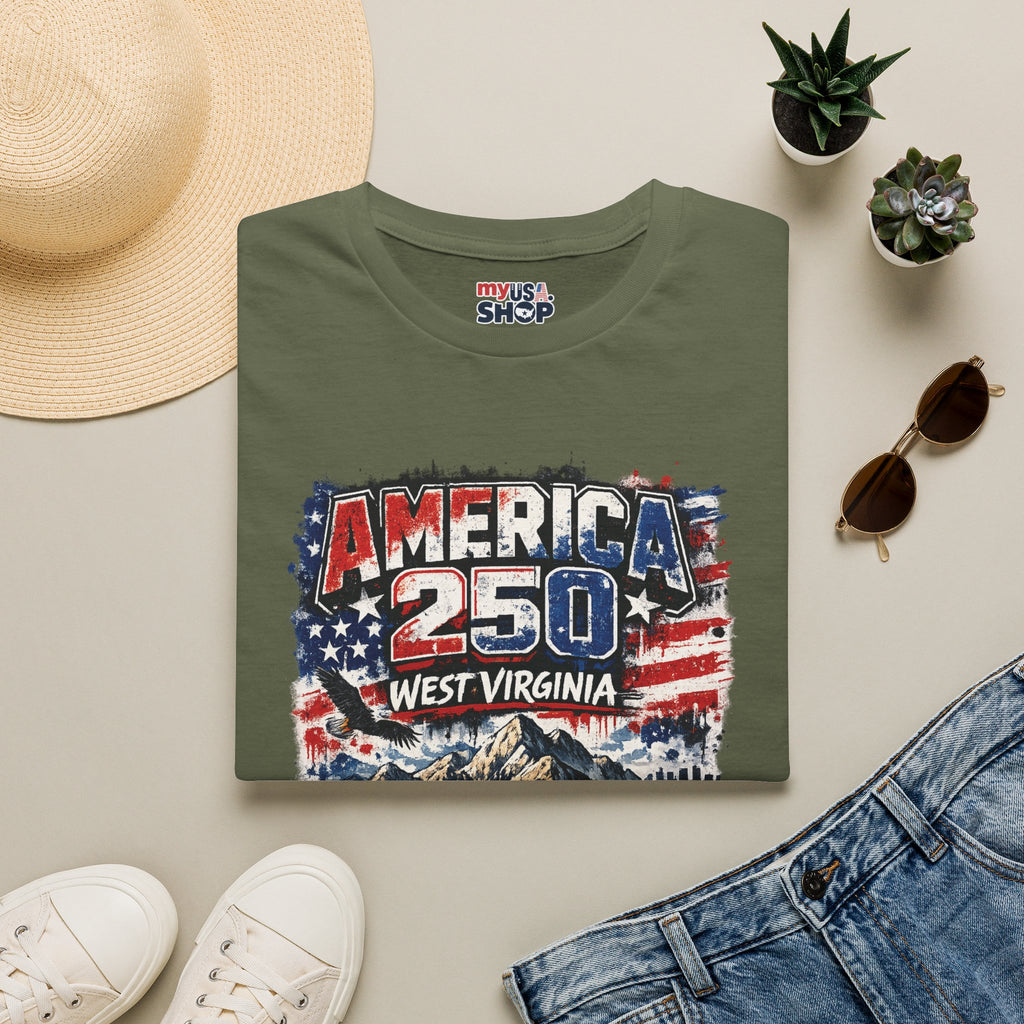 America 250 West Virginia T‑Shirt — 1776–2026 Patriotic USA Anniversary Tee