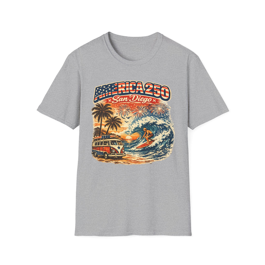America 250 San Diego California Vintage Surf Tee