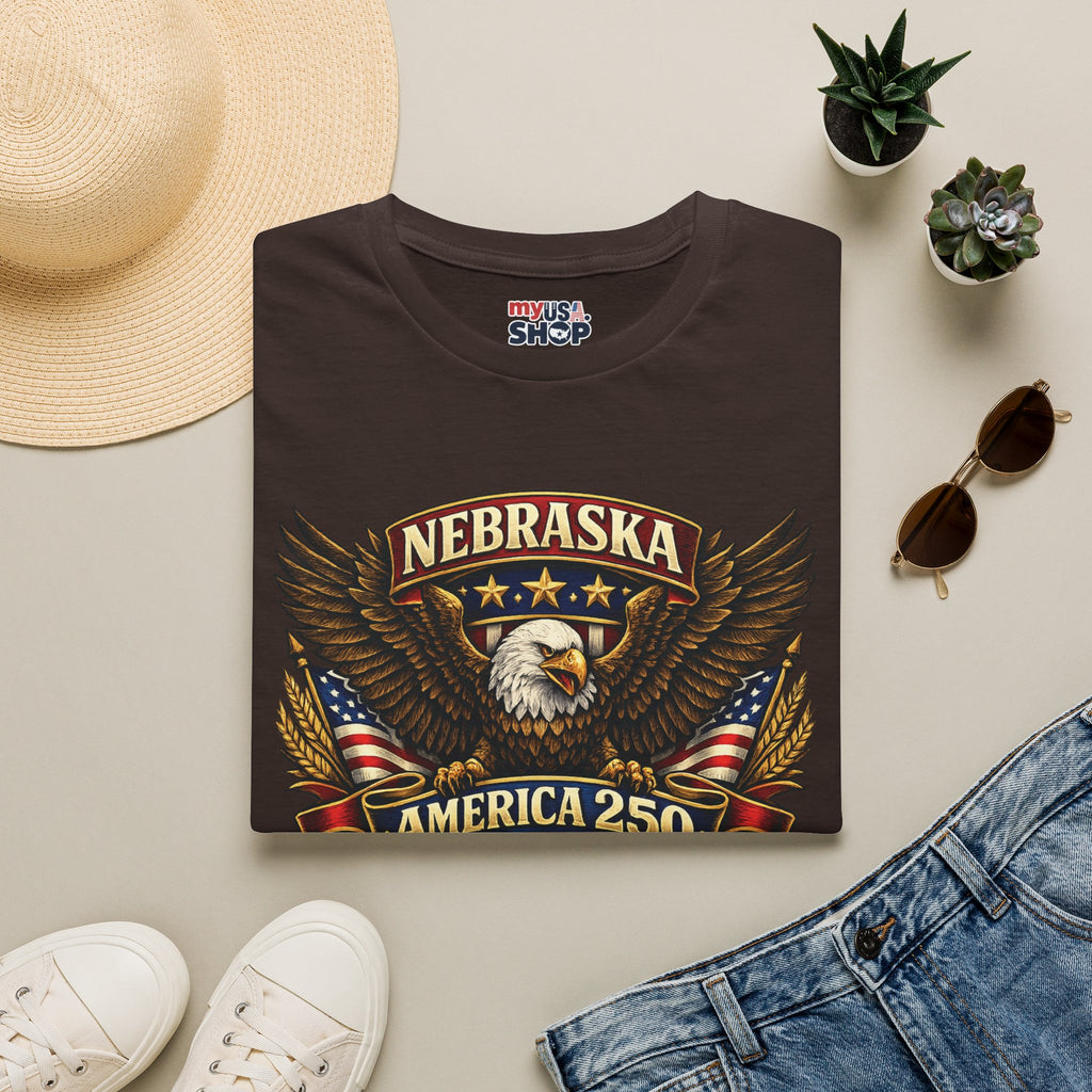 America 250 Nebraska Eagle T-Shirt — Patriotic USA State Tee