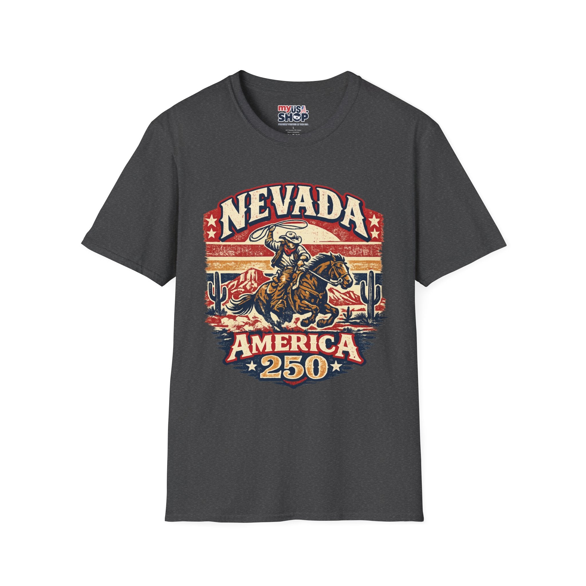 America 250 Nevada Rodeo Vintage T‑Shirt — Western Cowboy Graphic