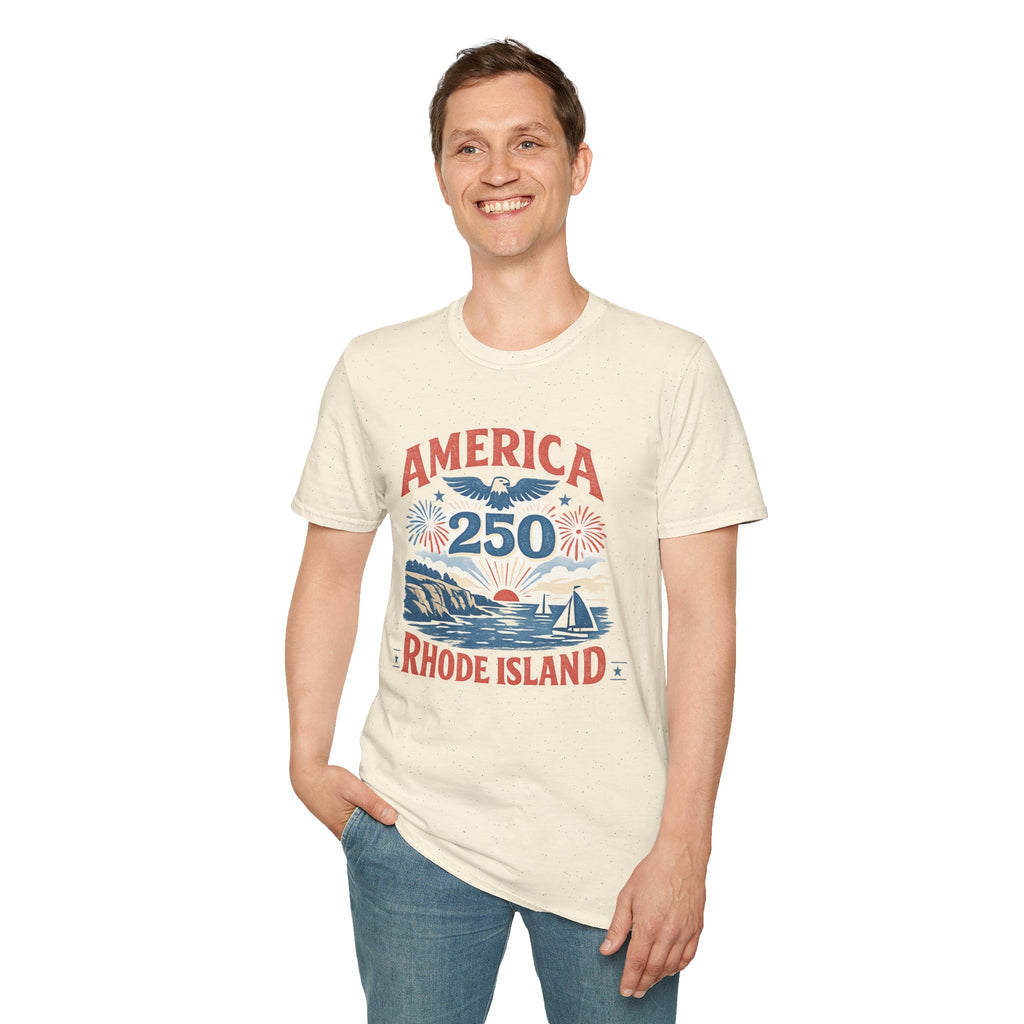 America 250 Rhode Island Shirt — Coastal Fireworks Patriotic Tee