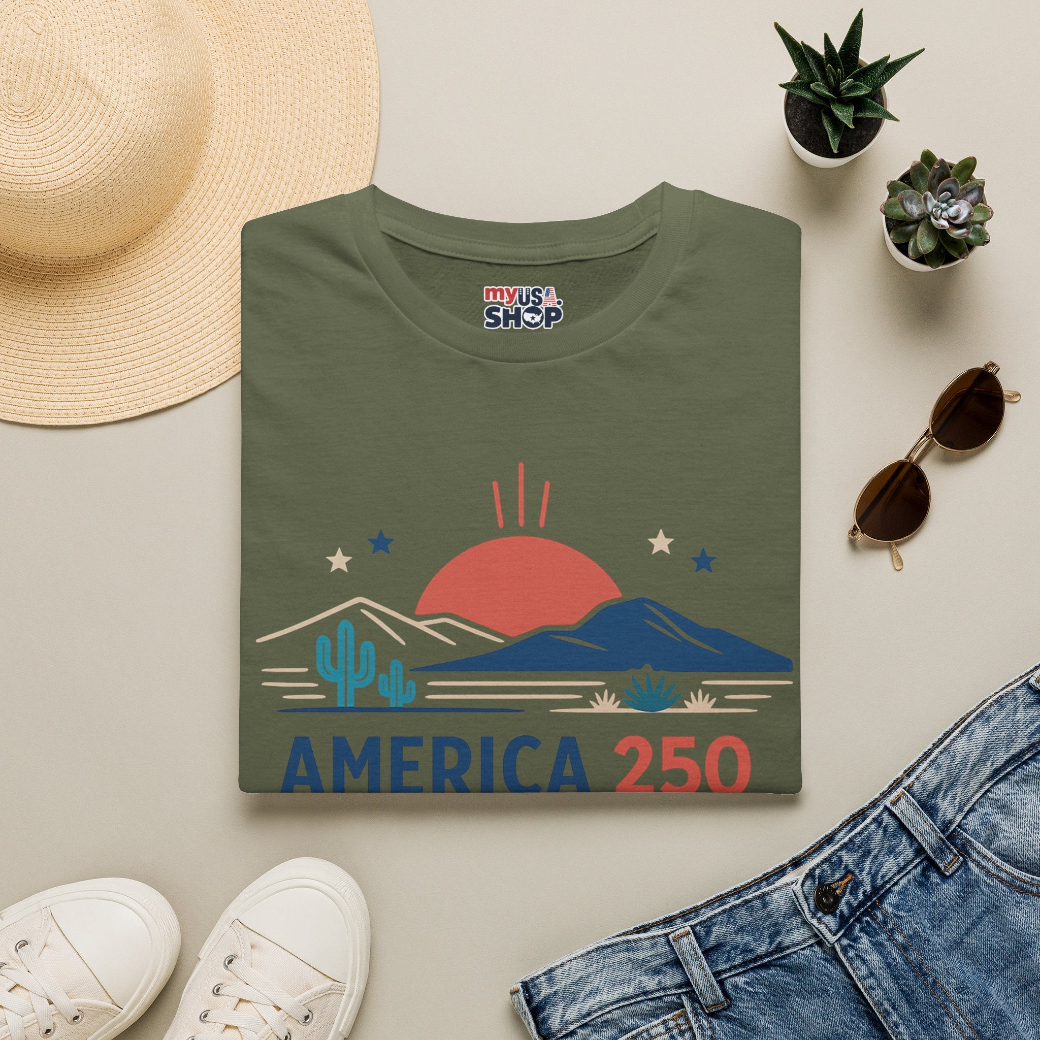 America 250 T-Shirt — New Mexico Desert Sunrise Graphic Tee