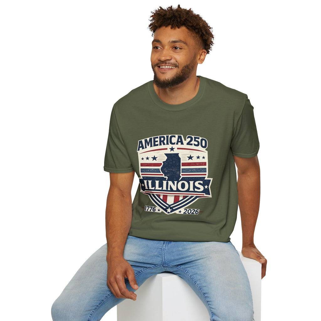 America 250 Illinois T-Shirt — 1776–2026 Bicentennial USA State Pride Tee