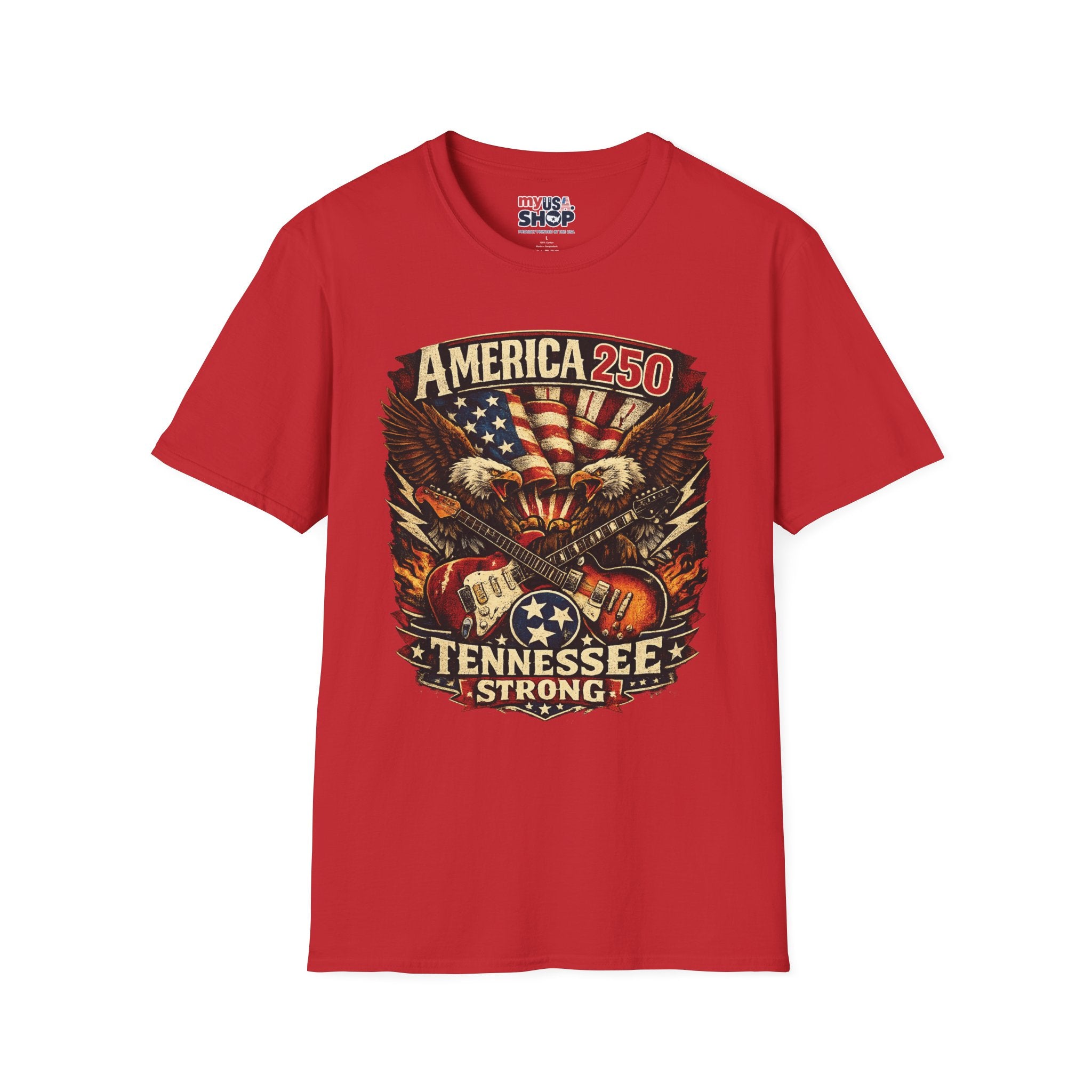 America 250 Tennessee Shirt — Tennessee Strong Patriotic Music Graphic Tee