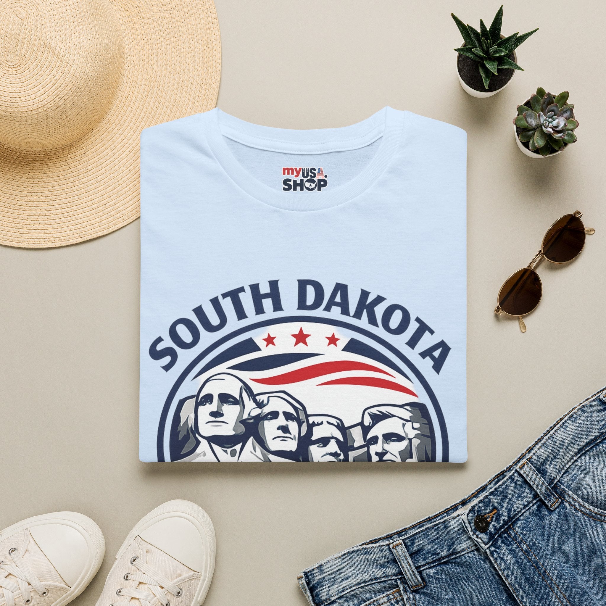 America 250 South Dakota T-Shirt — Classic Patriotic Badge Graphic Tee