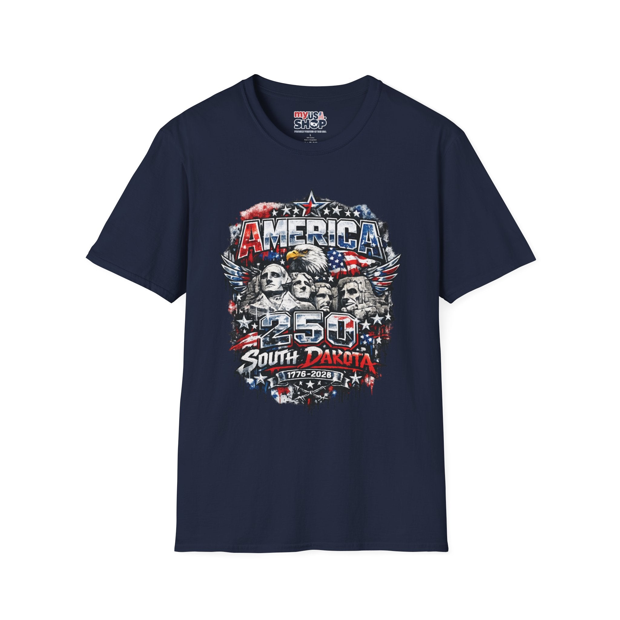 America 250 South Dakota Shirt — Patriotic Eagle & Mount Rushmore Graphic Tee