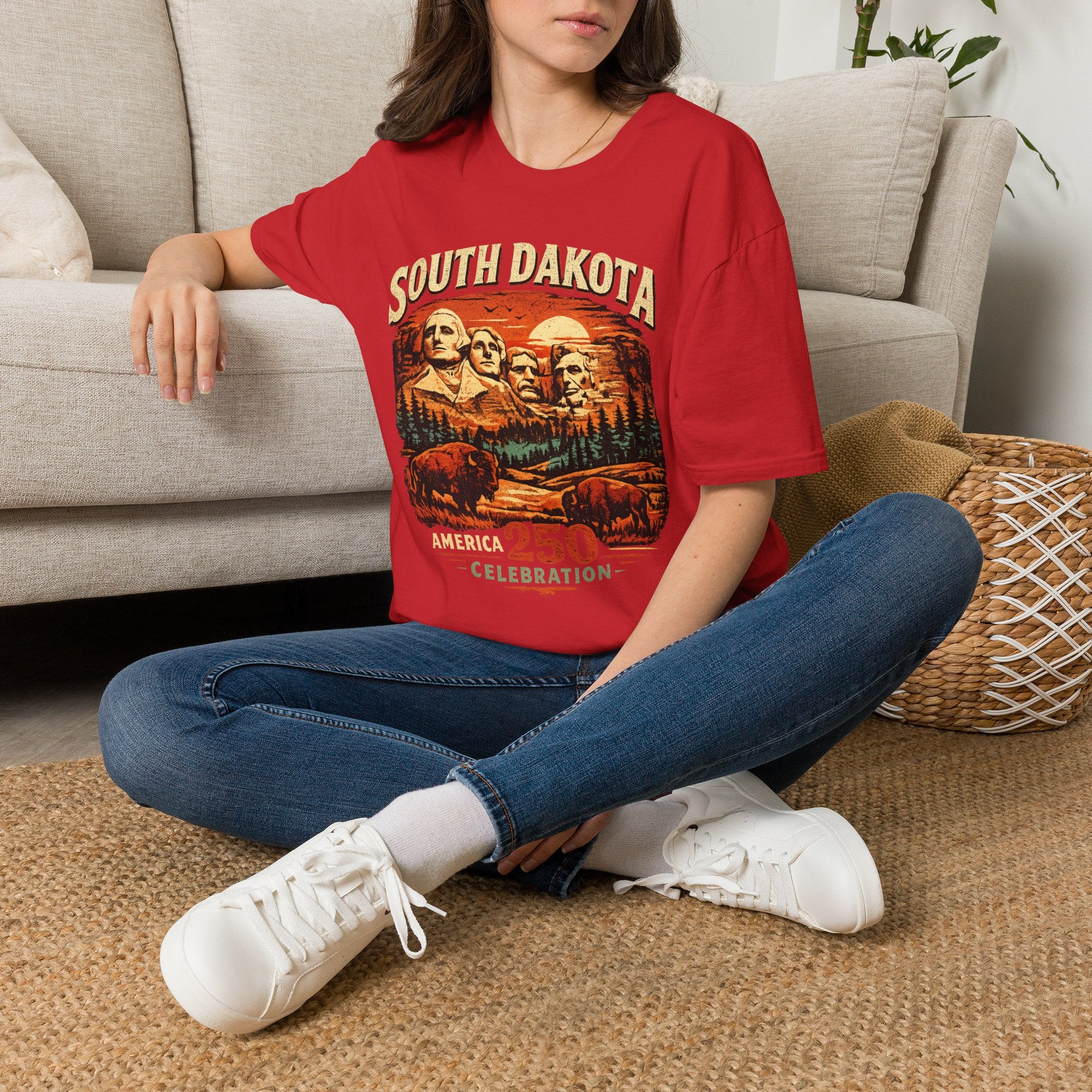 America 250 South Dakota Shirt — Sunset Mount Rushmore Celebration Tee