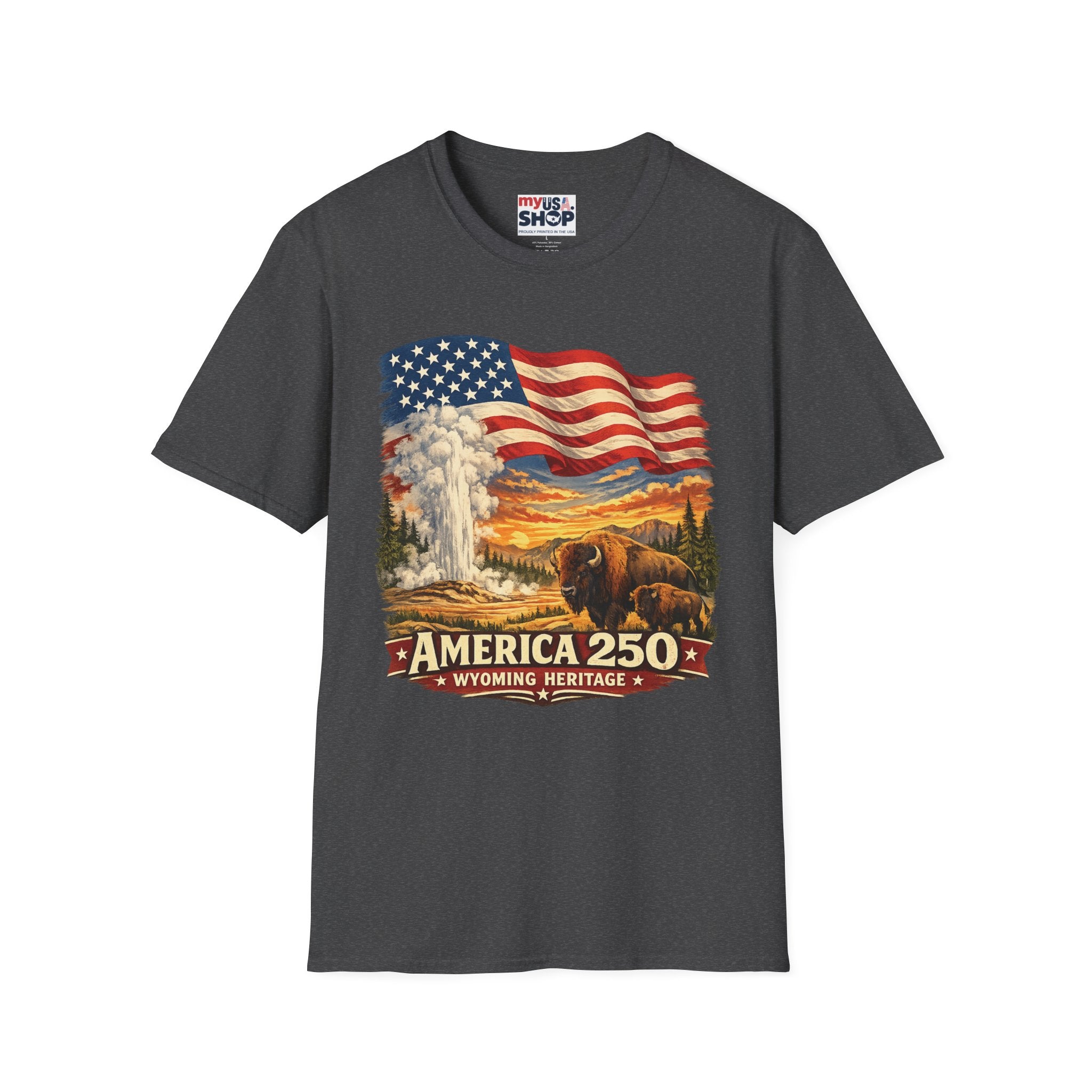 America 250 T-Shirt — Vintage Wyoming Yellowstone Design