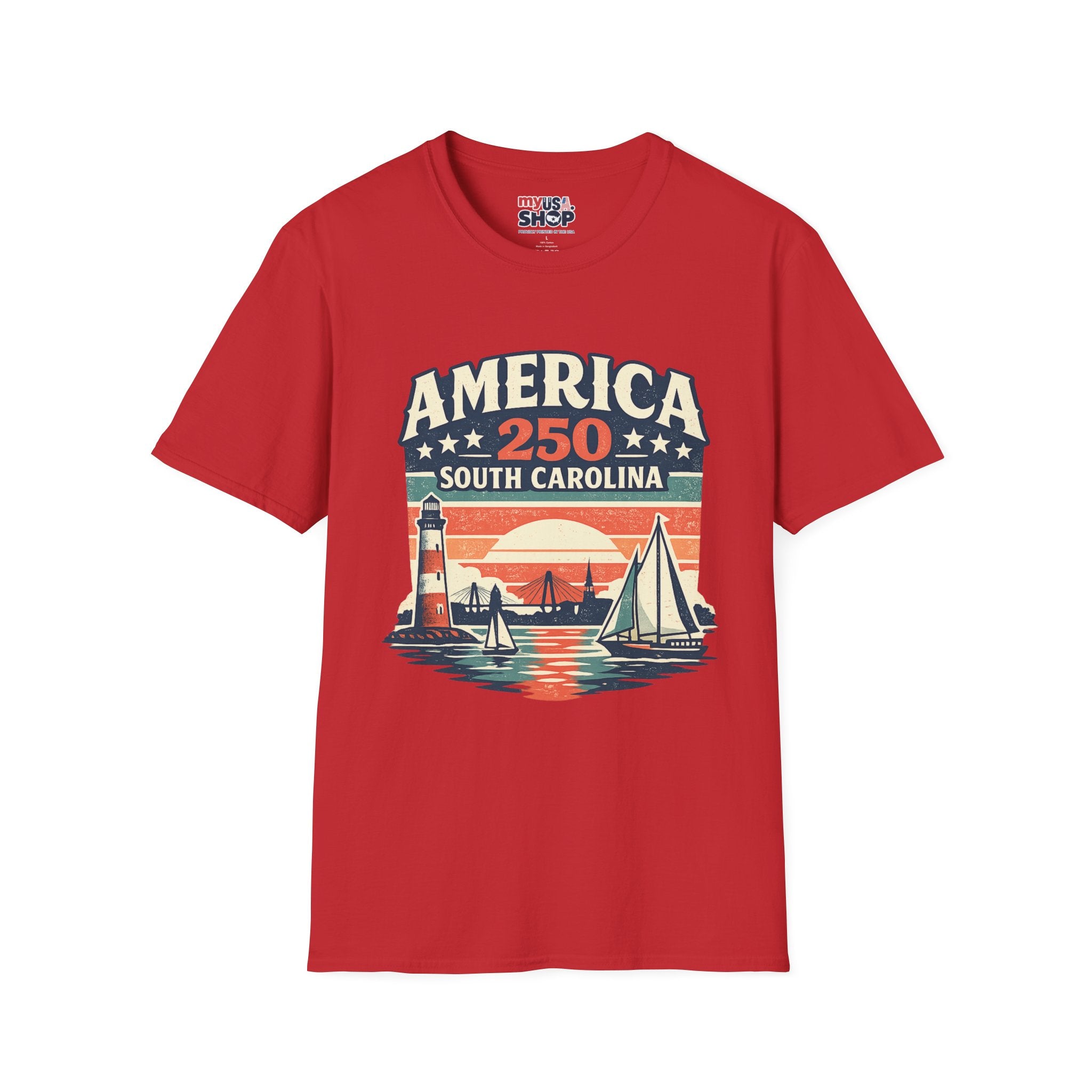 America 250 South Carolina T-Shirt – Retro Sunset Sailing Patriotic Tee