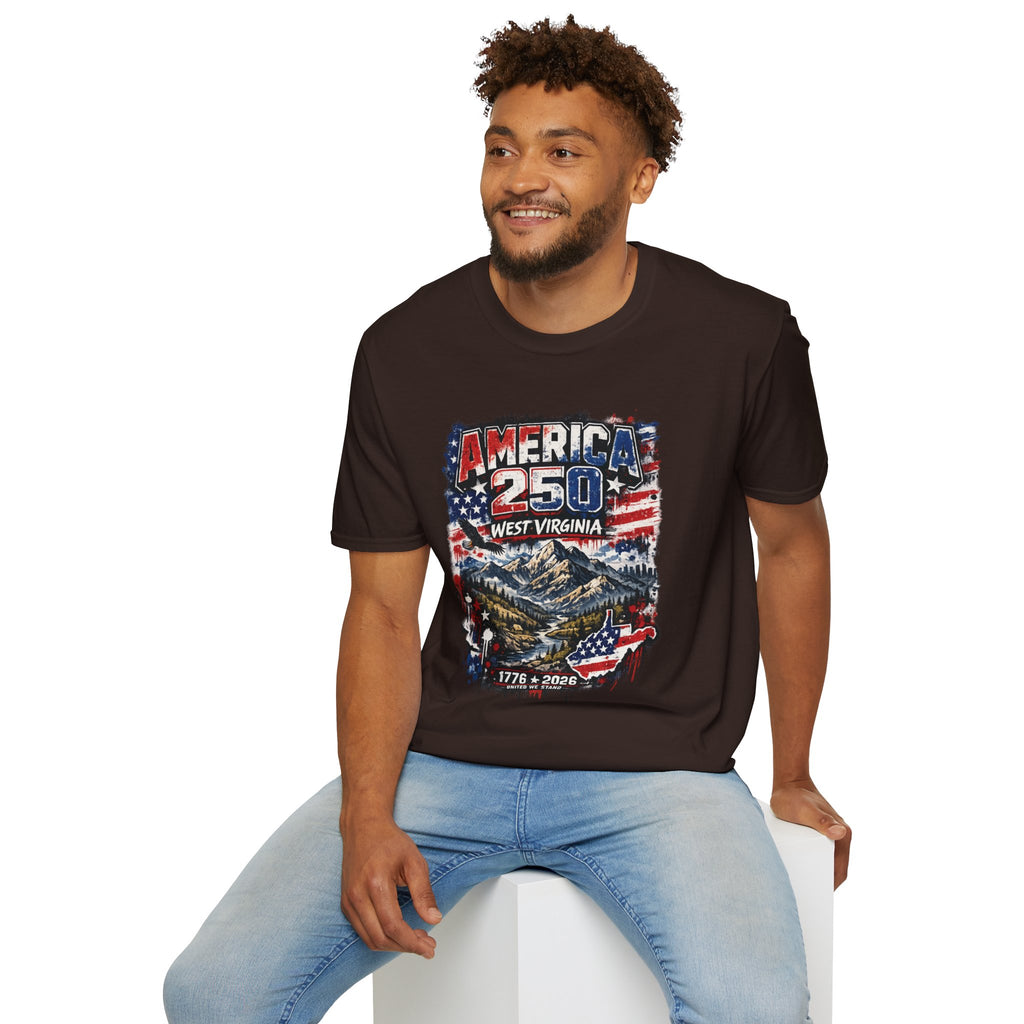 America 250 West Virginia T‑Shirt — 1776–2026 Patriotic USA Anniversary Tee