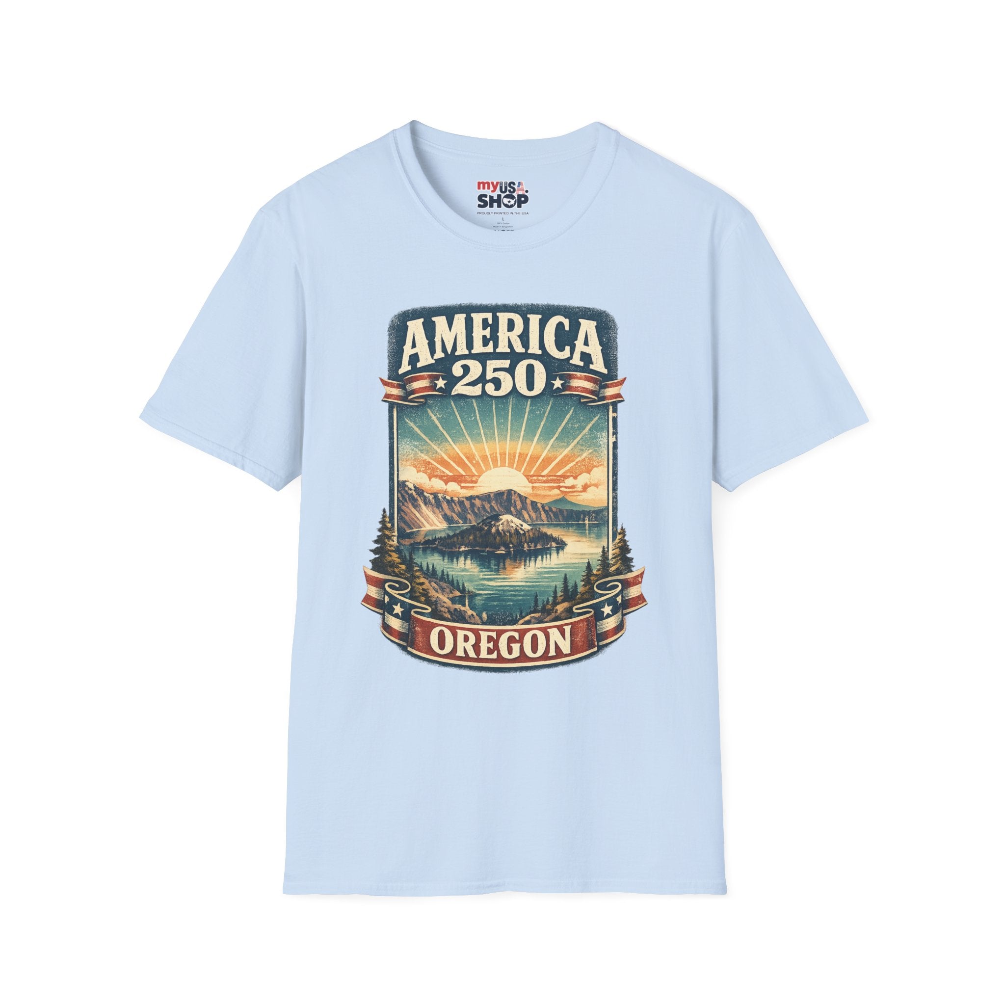 Oregon America 250 Shirt — Crater Lake Sunset Vintage Tee
