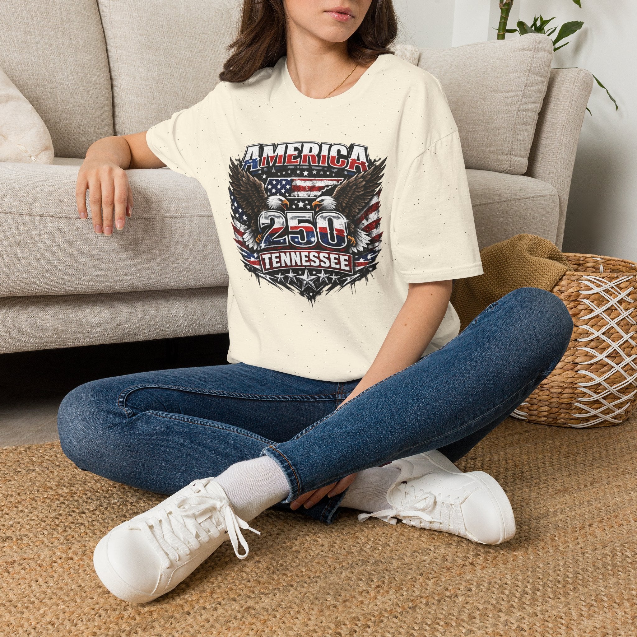 America 250 Tennessee T-Shirt — Vintage Patriotic Eagle Graphic Tee